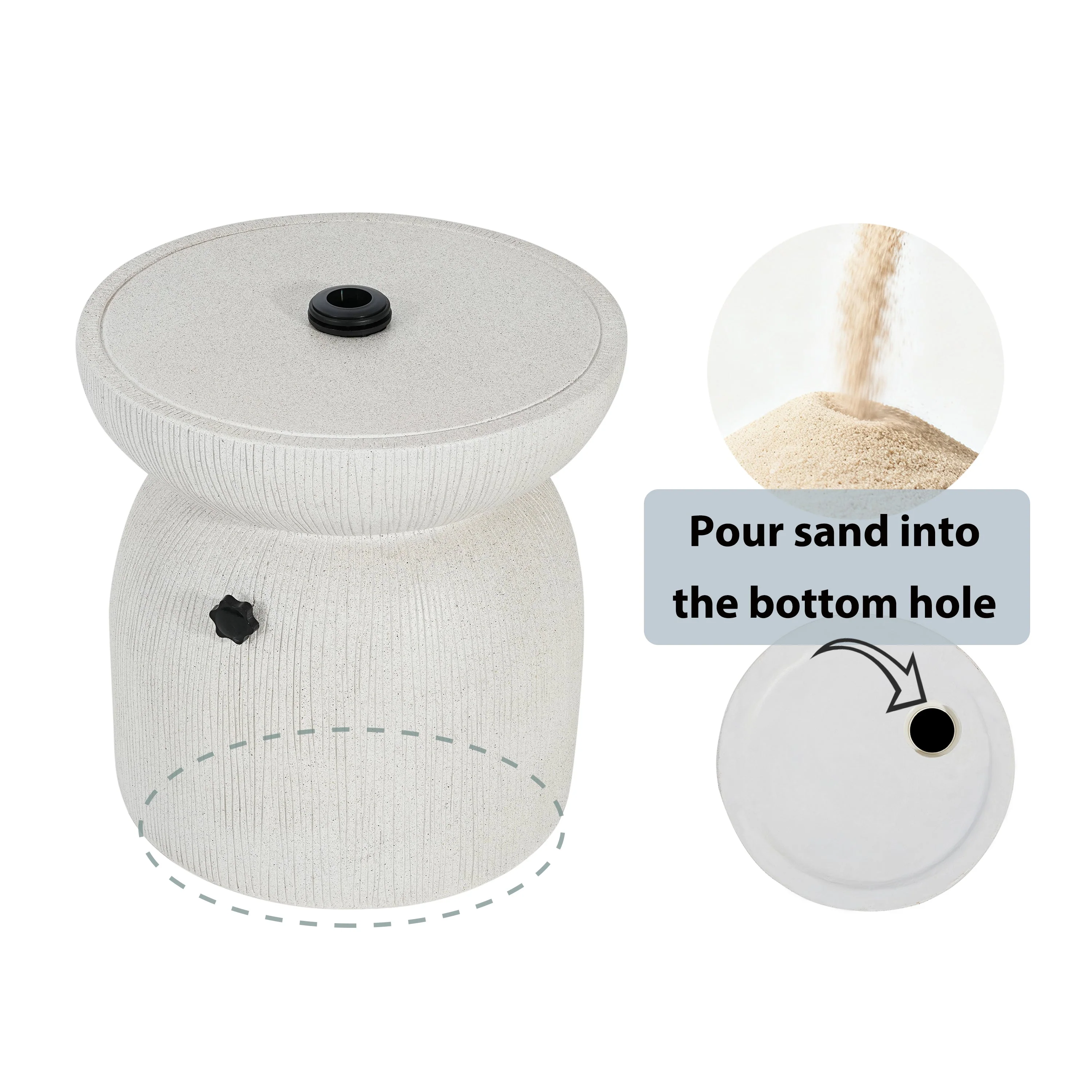 Odelia MGO Outdoor Patio Side Table Umbrella Base - Image 8