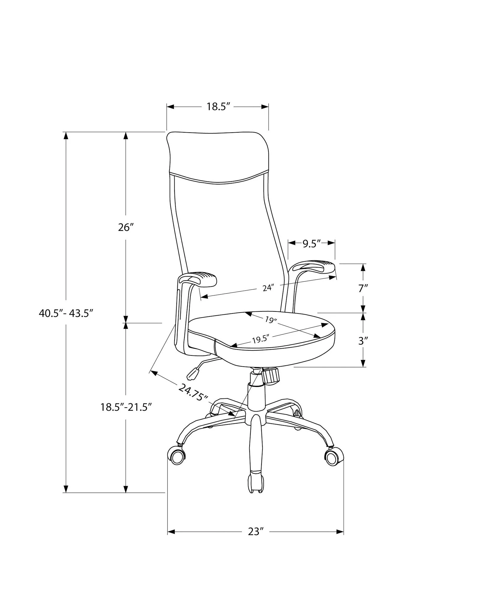 Office Chair, Adjustable Height, Swivel, Armrests, Contemporary & Modern - Image 4