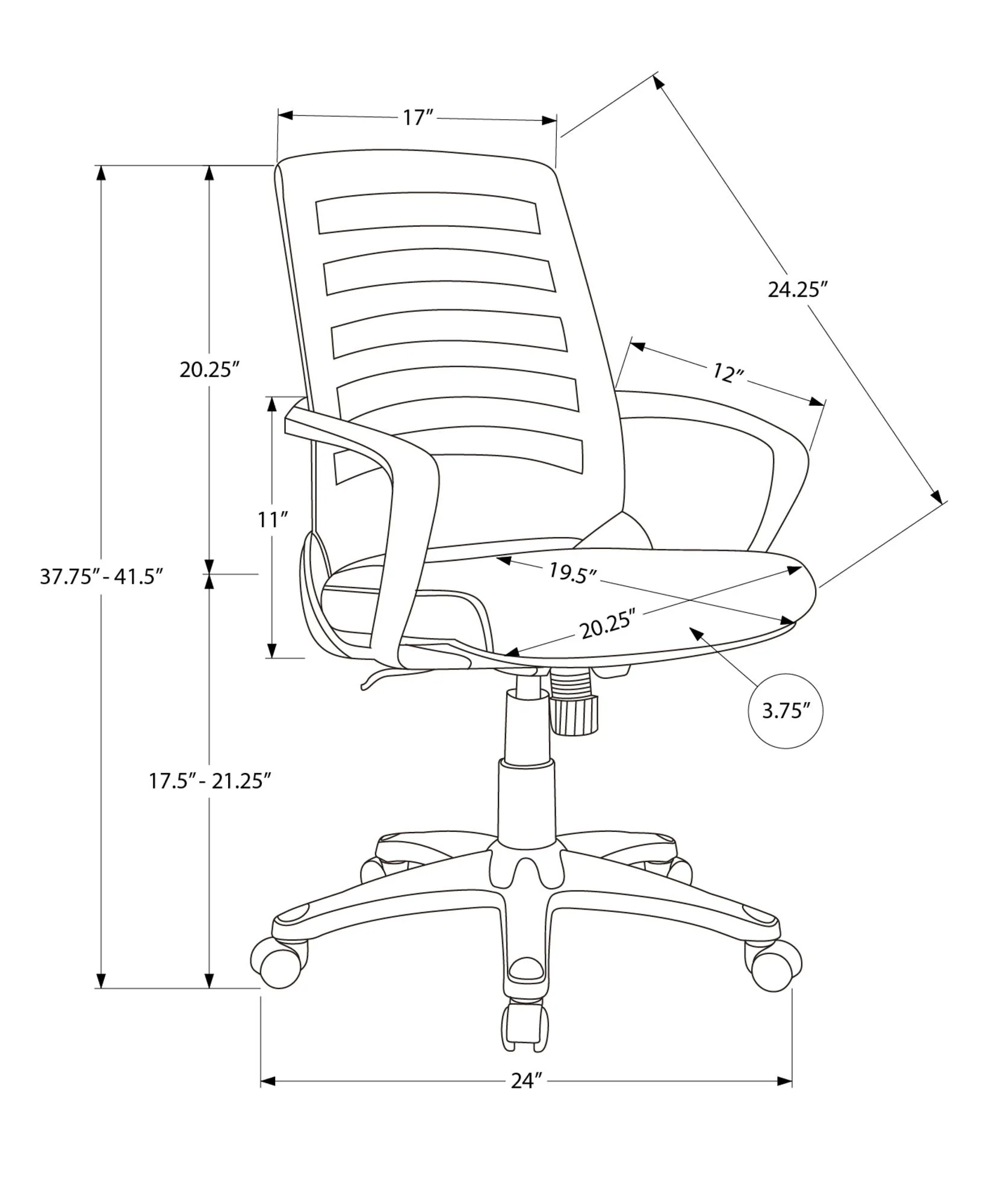 Office Chair, Adjustable Height, Swivel, Ergonomic, Armrests - Image 6
