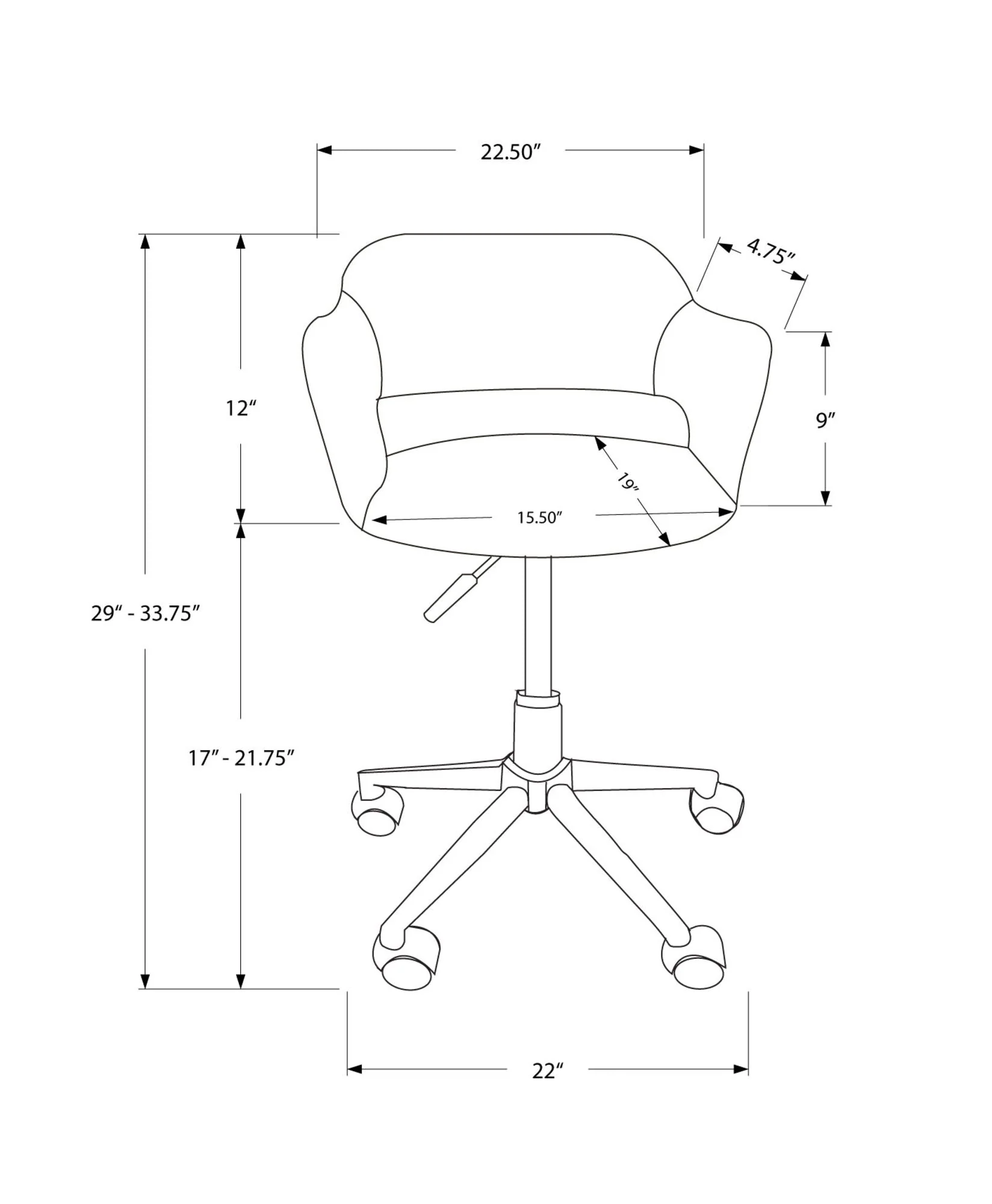 Office Chair, Adjustable Height, Swivel, Ergonomic, Armrests, Contemporary - Image 3
