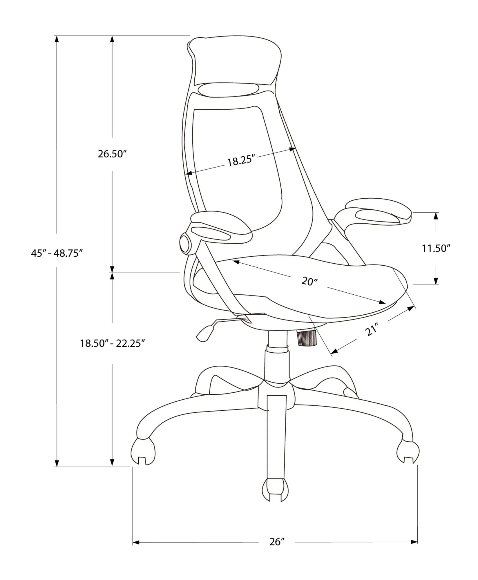 Office Chair, Adjustable Height, Swivel, Ergonomic, Armrests, Contemporary & Modern - Image 12