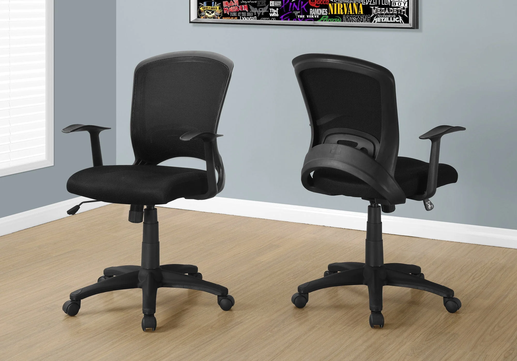 Office Chair, Adjustable Height, Swivel, Ergonomic, Armrests, Mesh - Black - Image 4