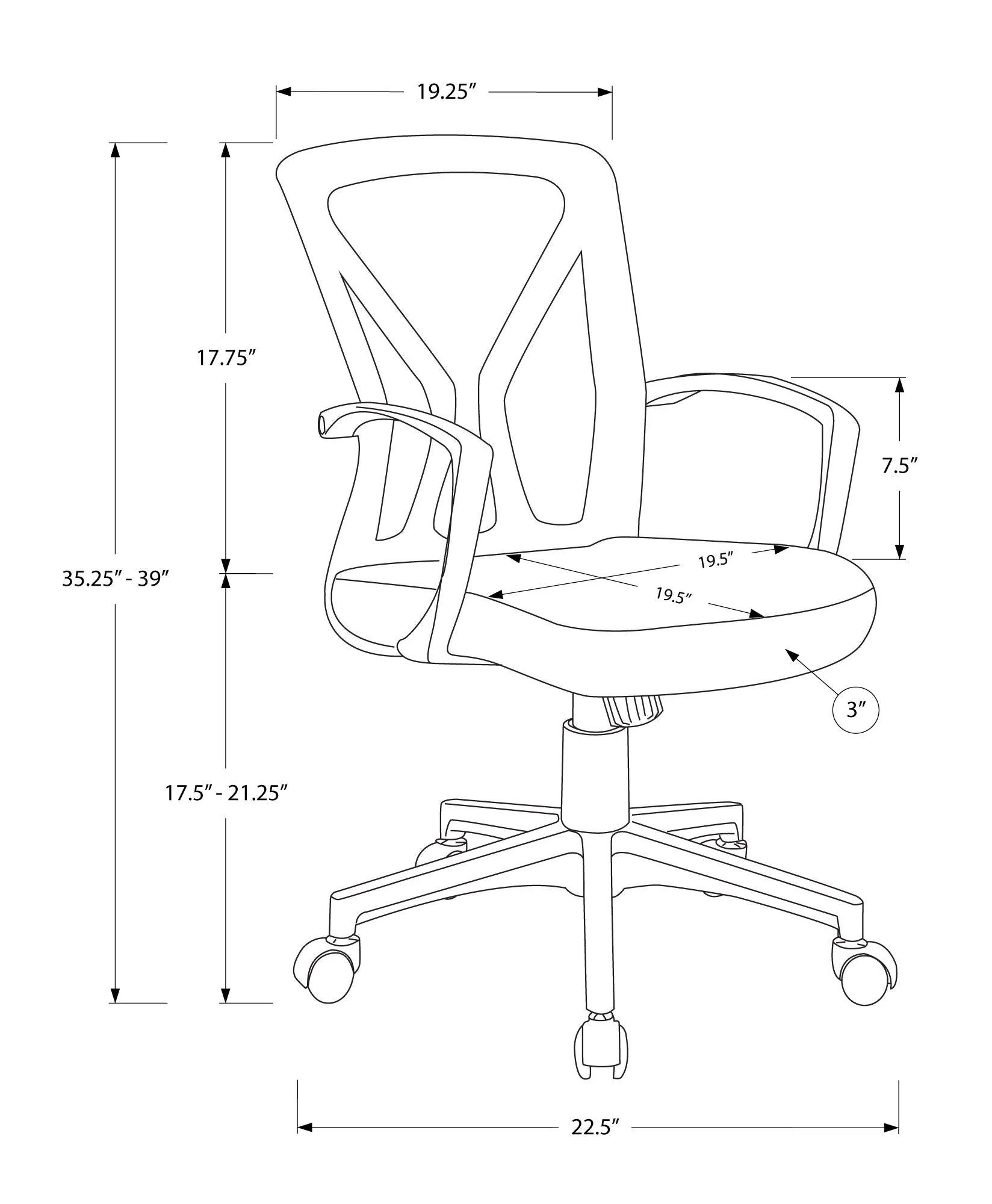 Office Chair, Adjustable Height, Swivel, Ergonomic, Mesh, Contemporary & Modern - Image 3