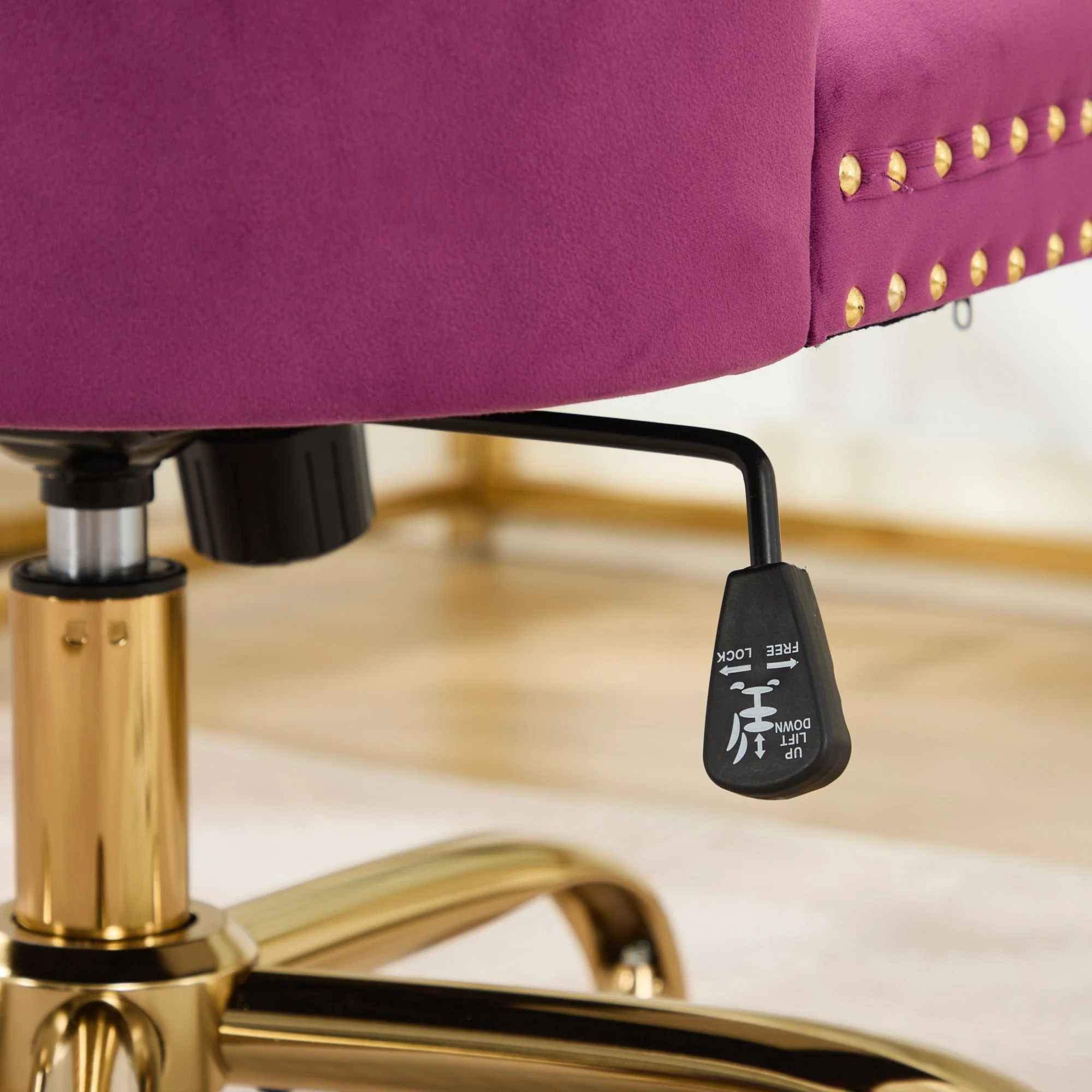 Office Chair Modern Velvet Upholstered Tufted Button (Purple) - Image 12
