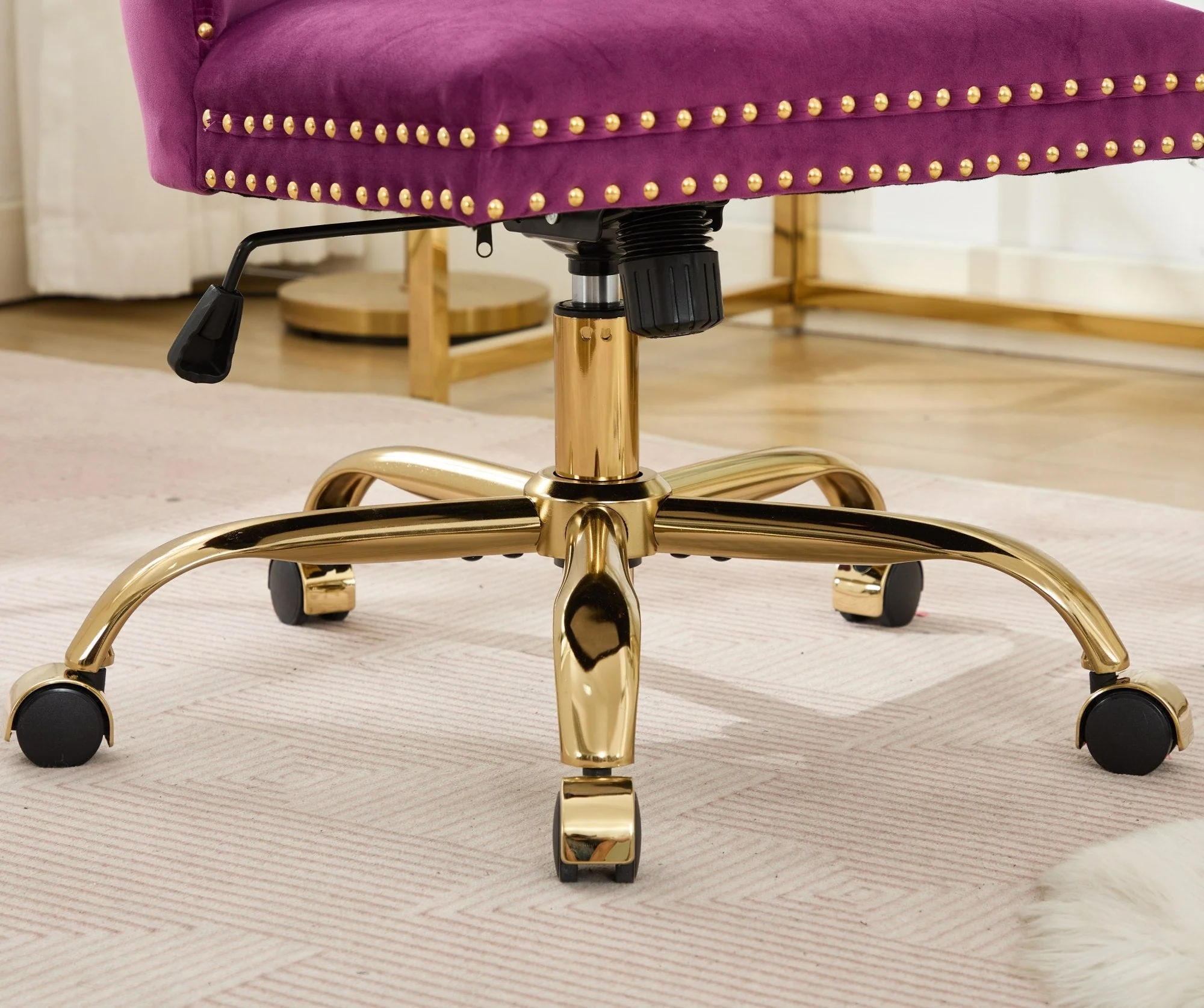 Office Chair Modern Velvet Upholstered Tufted Button (Purple) - Image 13