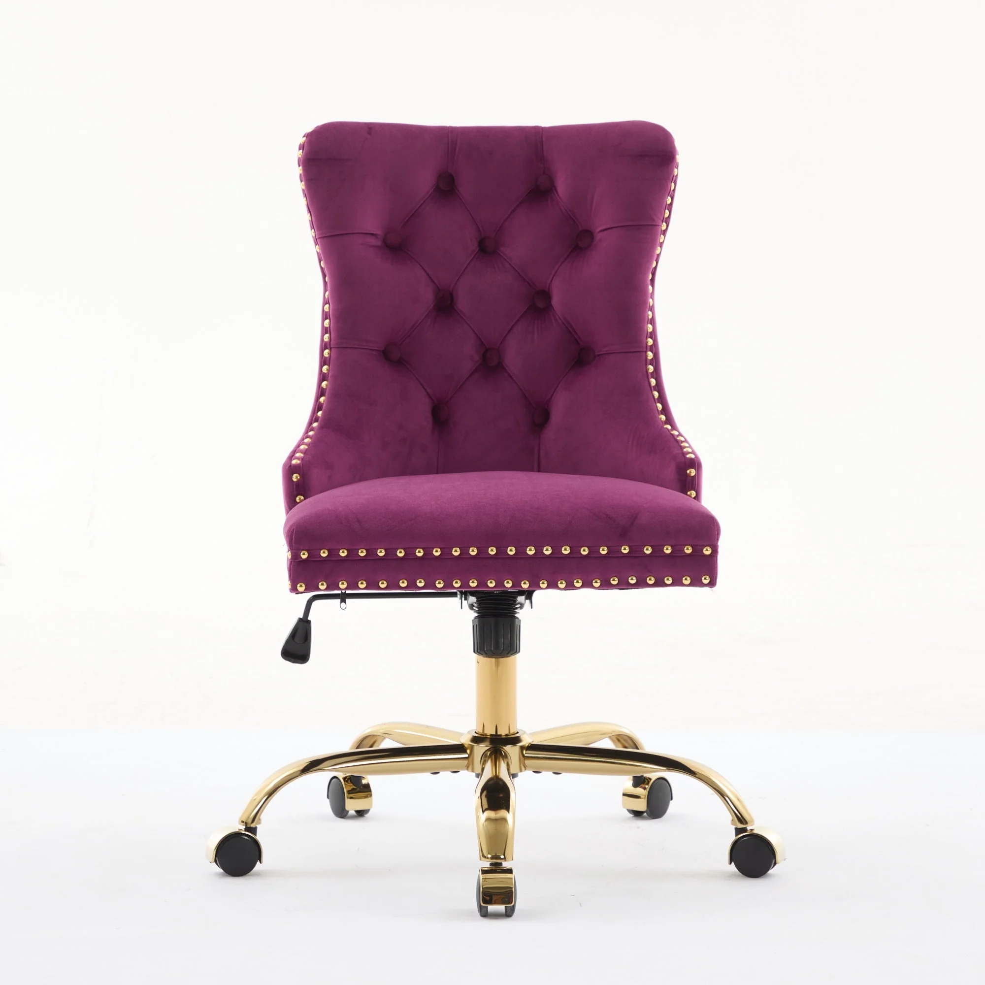 Office Chair Modern Velvet Upholstered Tufted Button (Purple) - Image 2