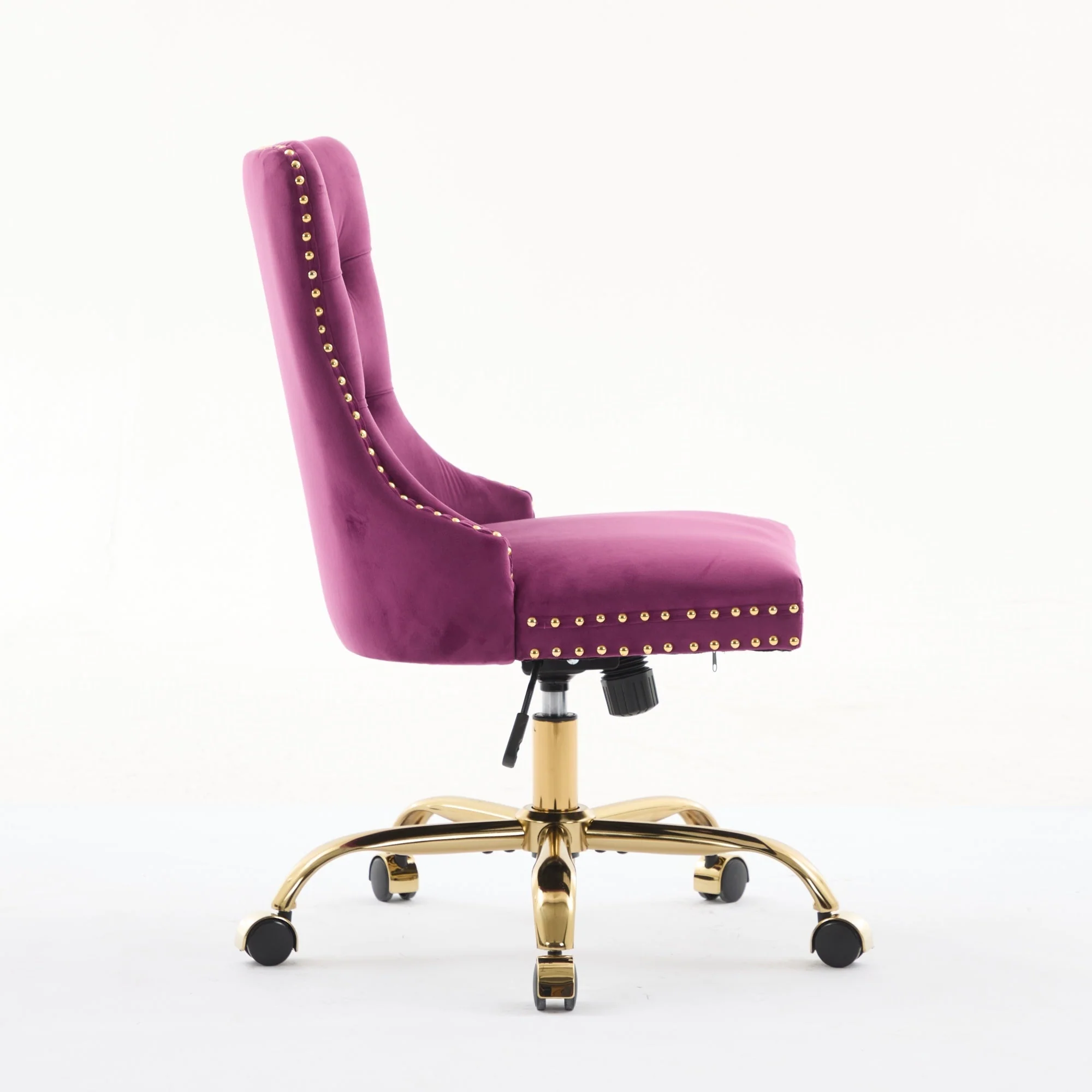 Office Chair Modern Velvet Upholstered Tufted Button (Purple) - Image 5