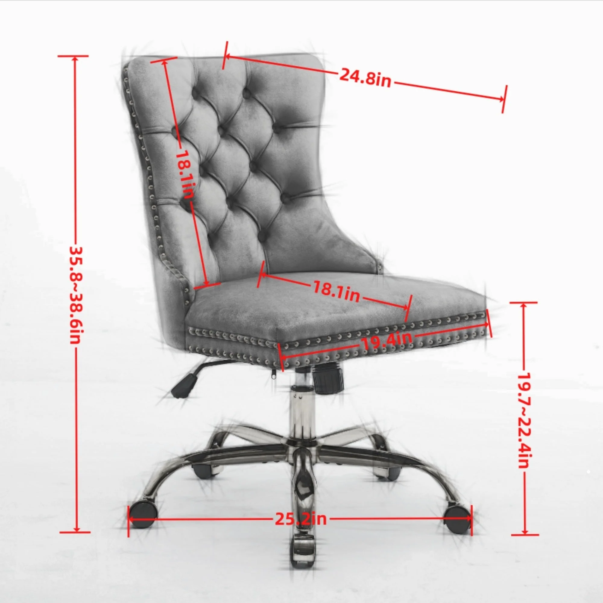 Office Chair Modern Velvet Upholstered Tufted Button (Purple) - Image 8