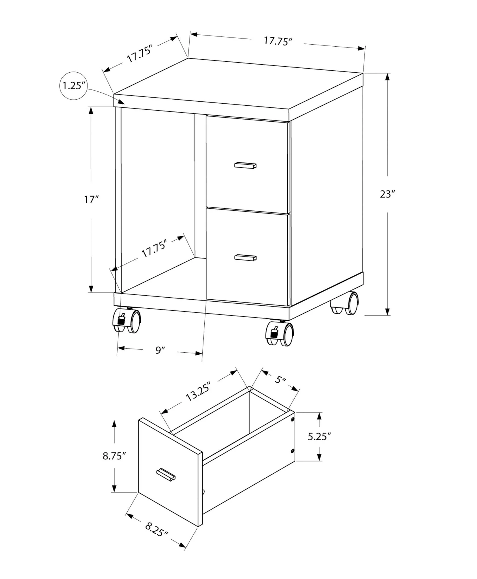 Office File Cabinet Rolling Printer Cart - Image 3