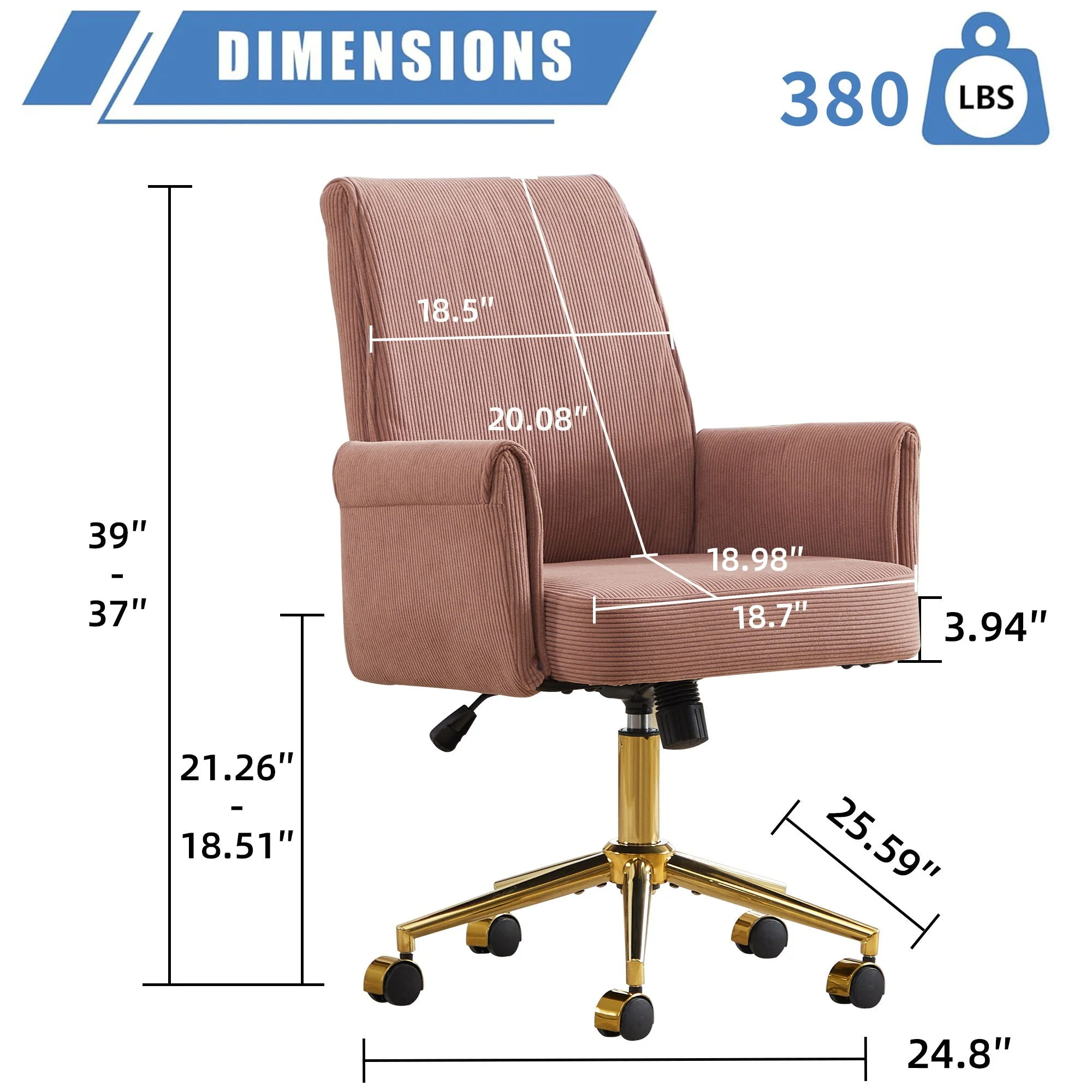 Office Swivel Chair - Light Pink - Image 4