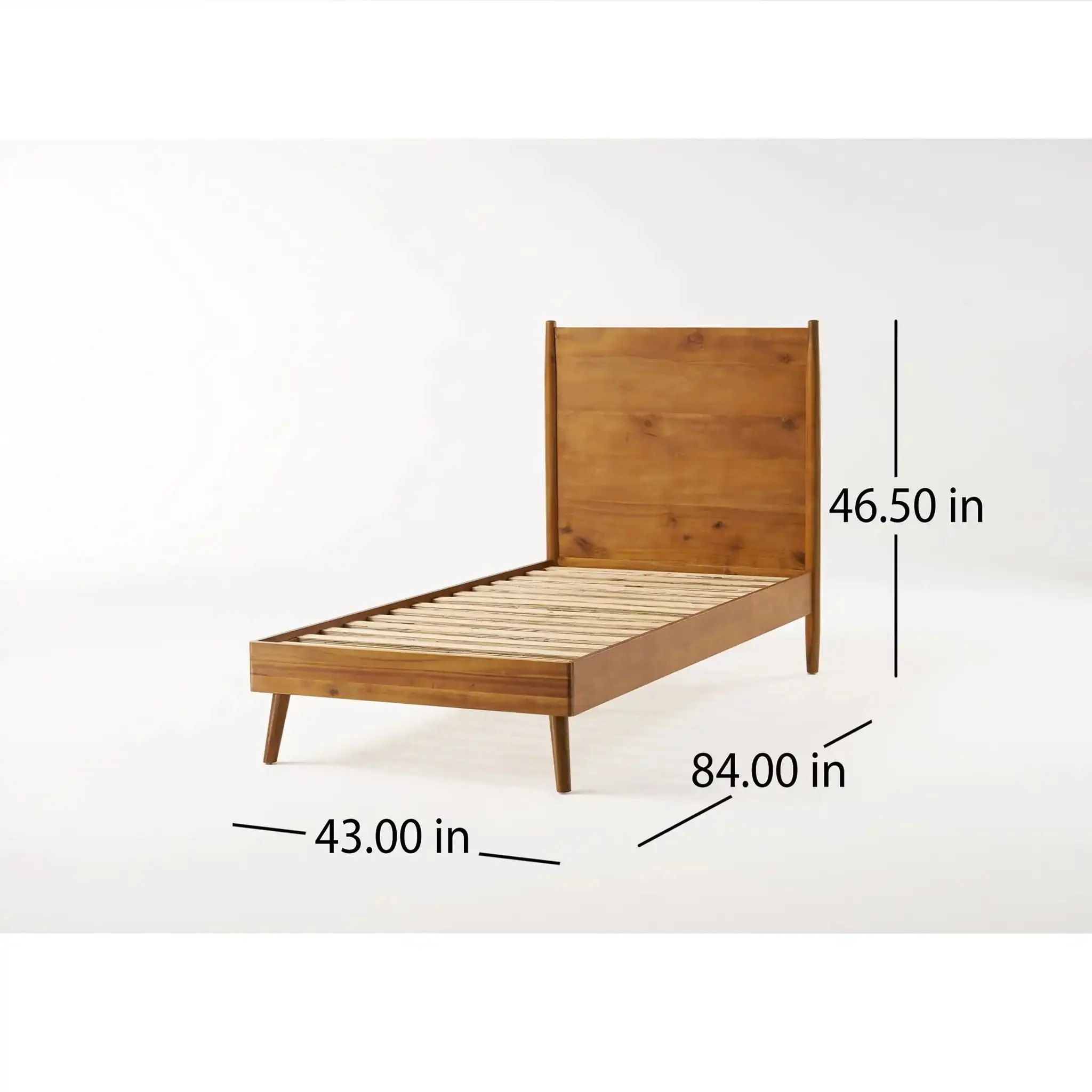 Okioki - Mid-Century Natural Stained Solid Acacia Wood Bed - Image 4