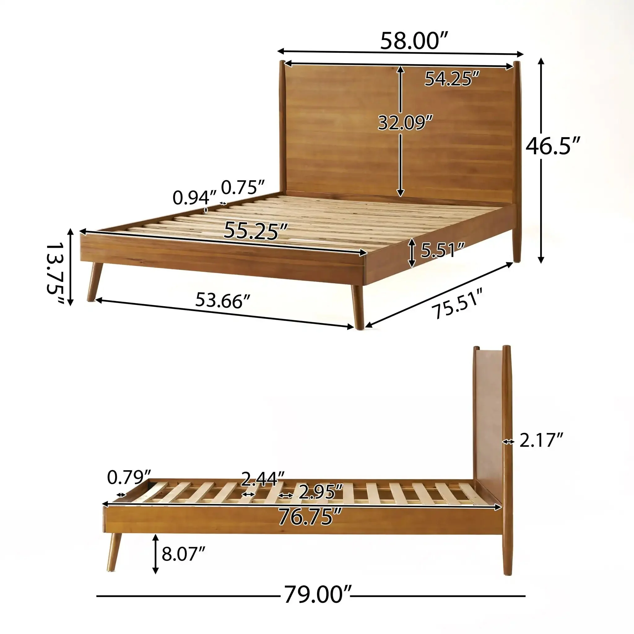 Okioki - Mid-Century Wood Bed - Image 2