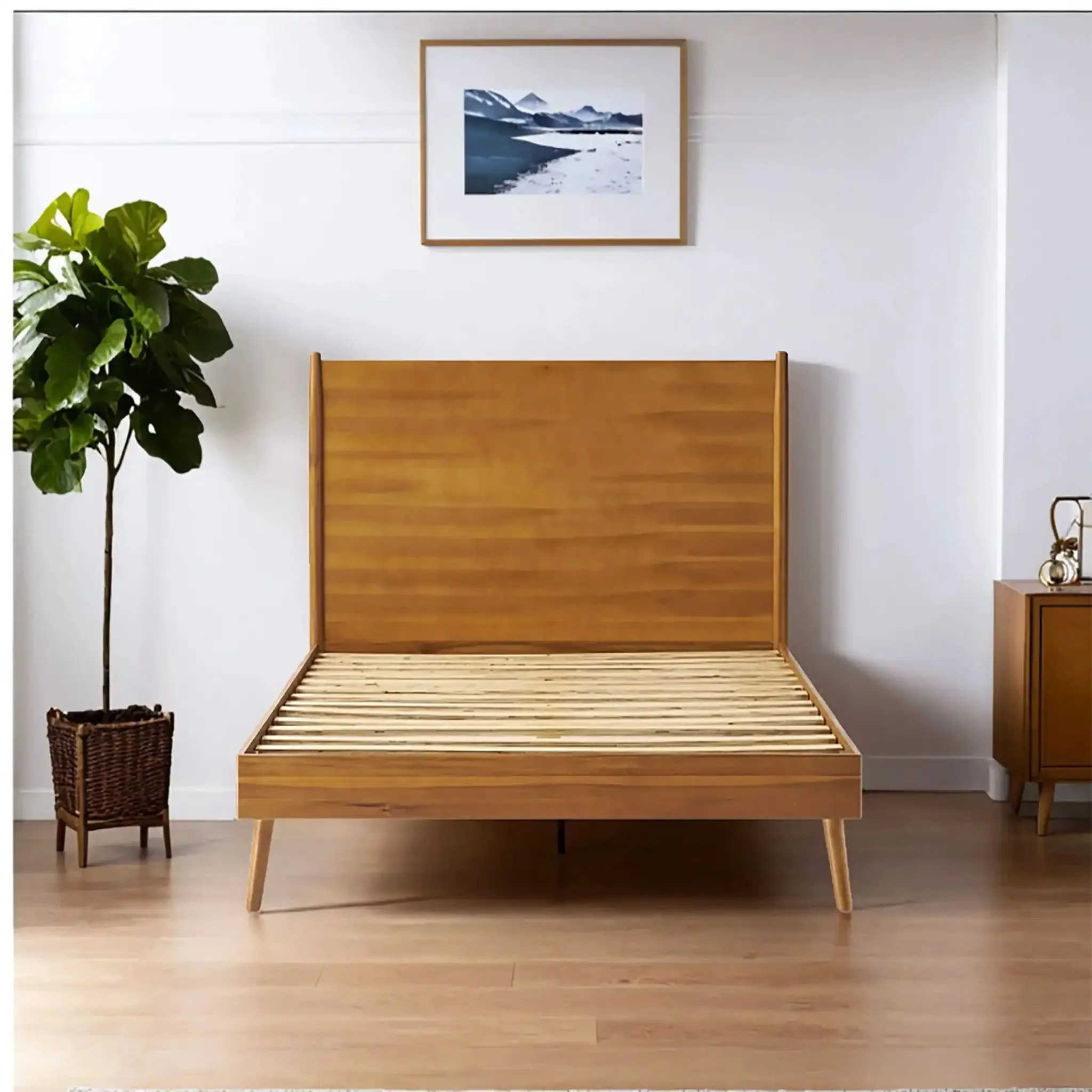 Okioki - Mid-Century Wood Bed - Image 4