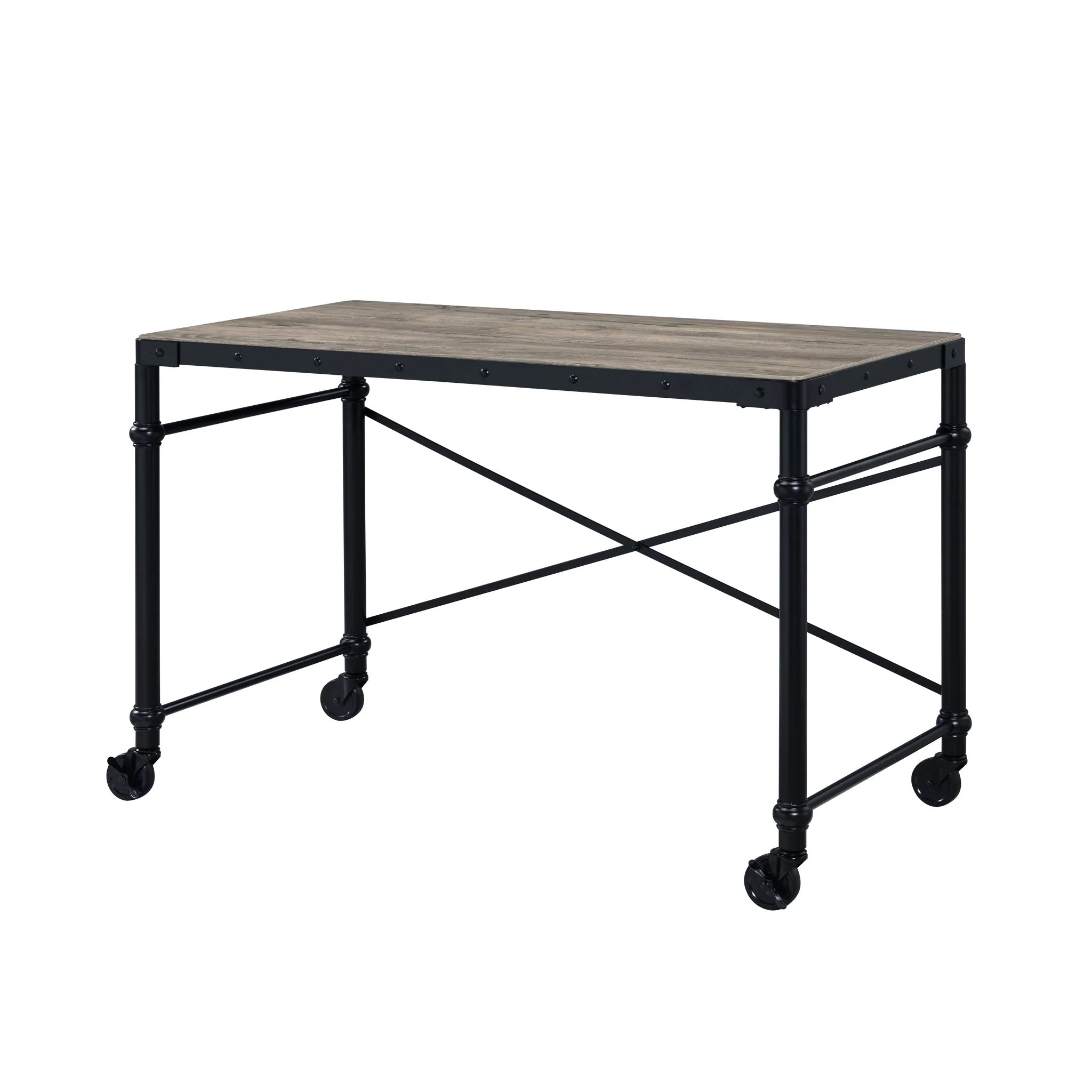 Oklarth - Rustic Writing Desk - Black / Oak - Image 2
