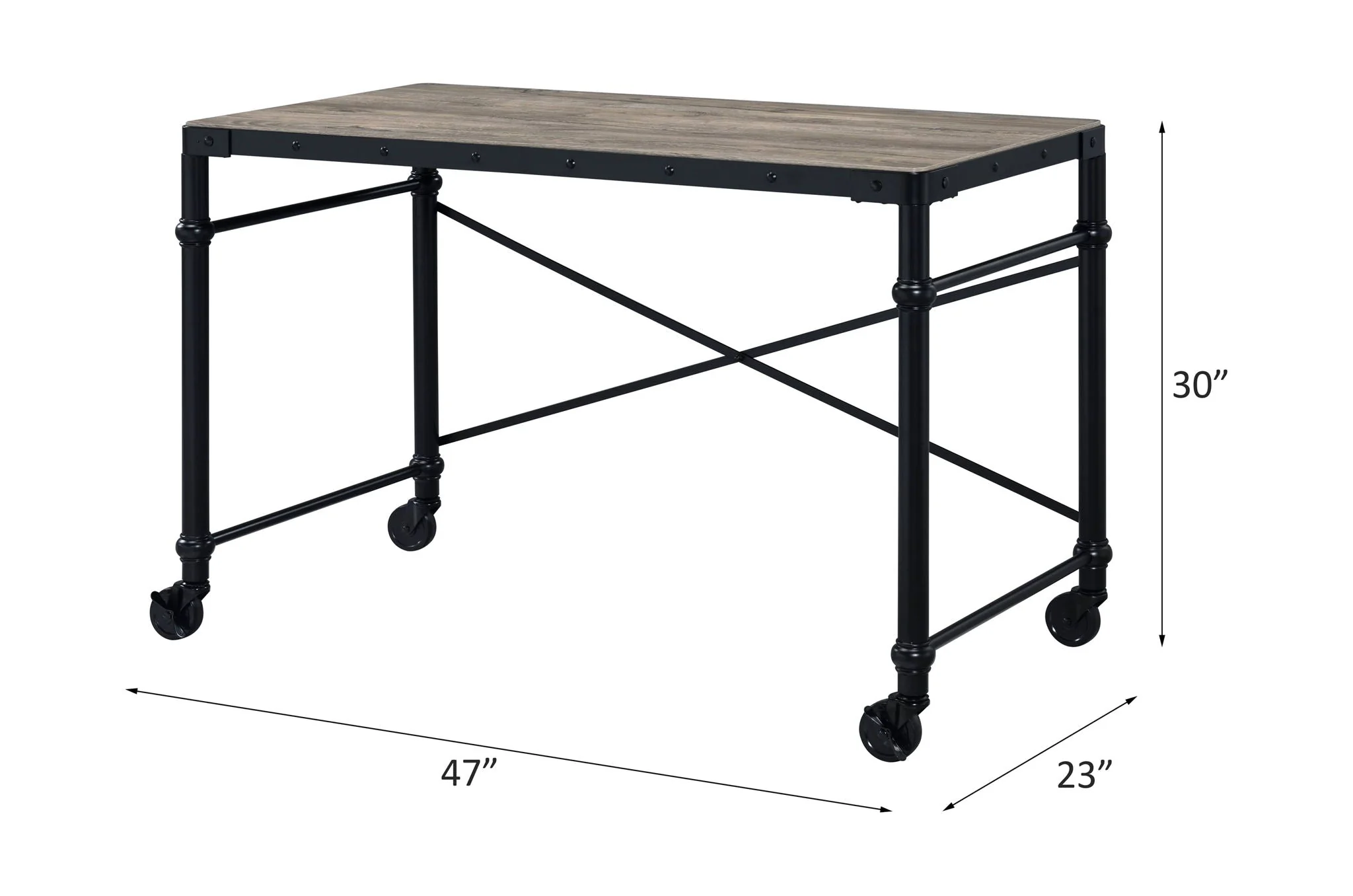 Oklarth - Rustic Writing Desk - Black / Oak - Image 4