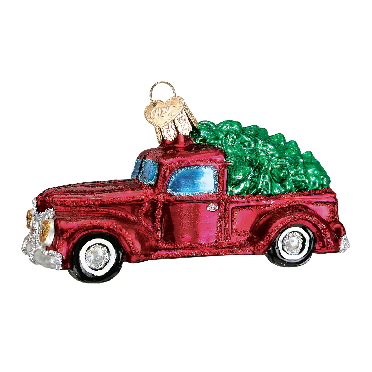 Old Truck With Tree Glass Ornament - Image 3