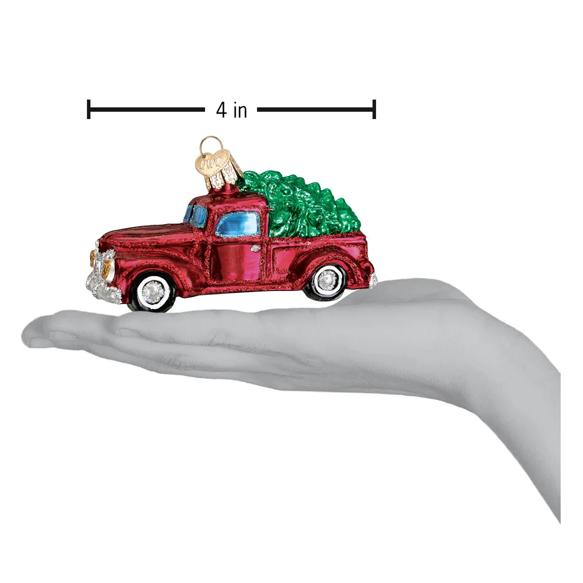 Old Truck With Tree Glass Ornament - Image 4