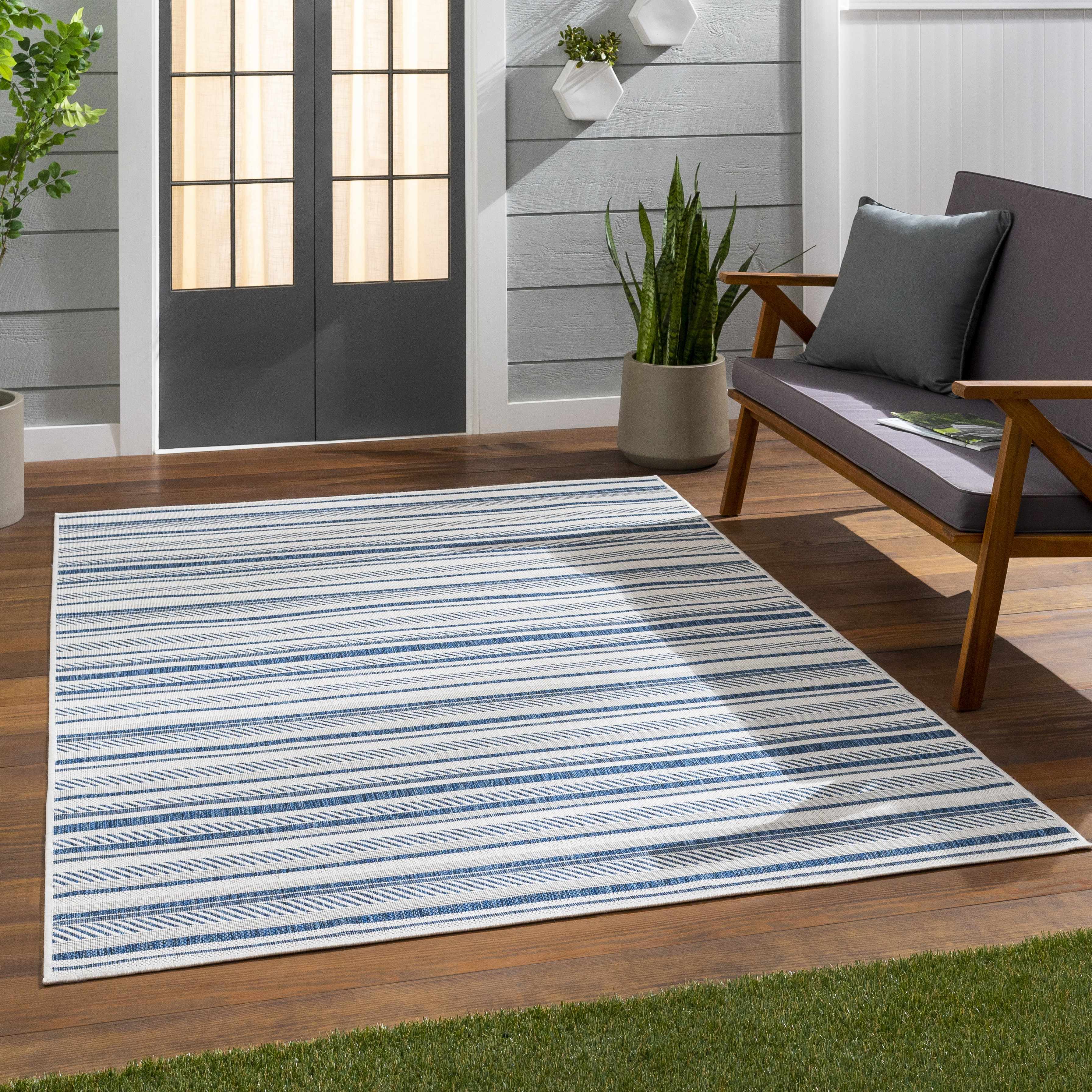 Olin White&Blue Striped Nordic Rug - Image 22