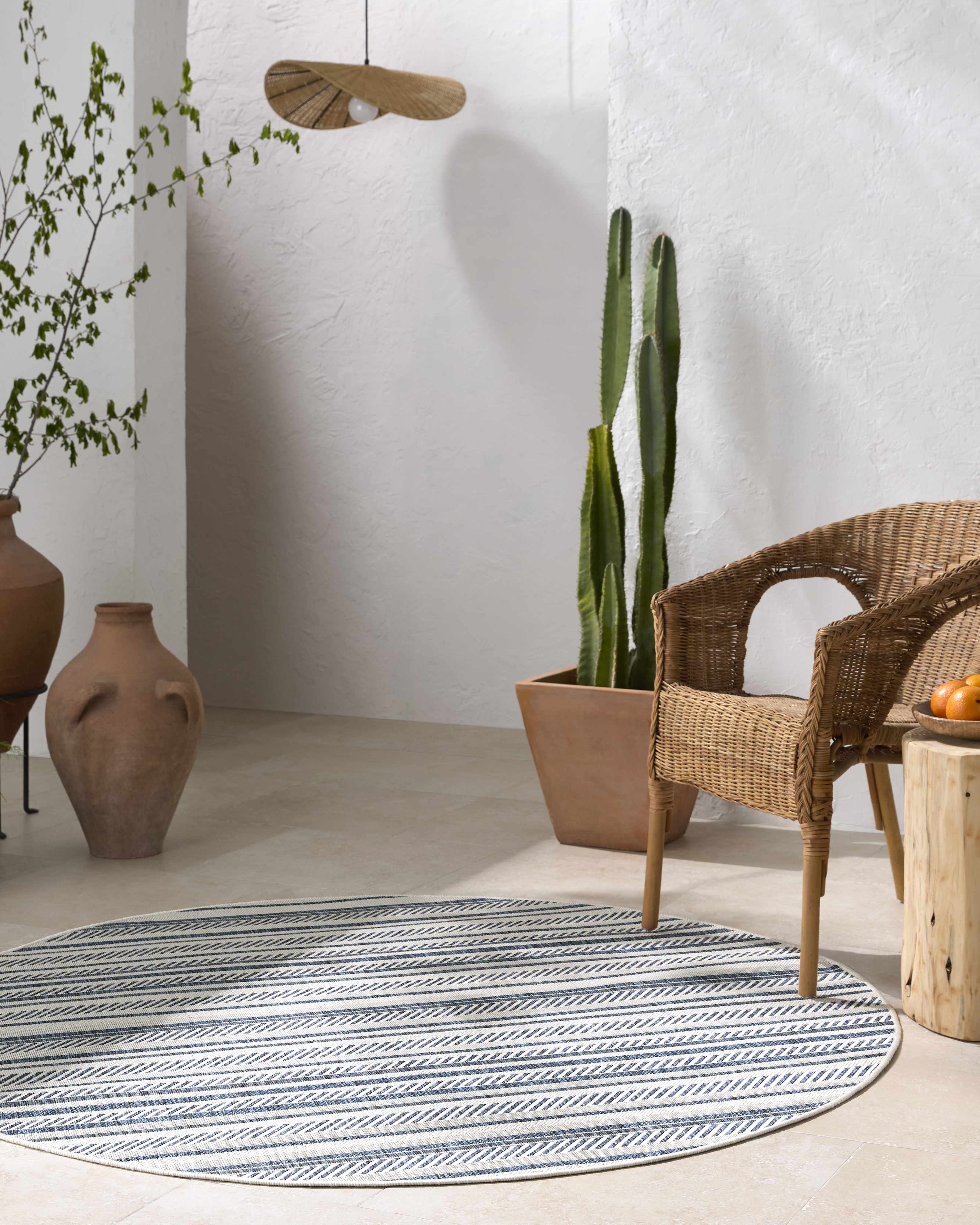 Olin White&Blue Striped Nordic Rug - Image 25