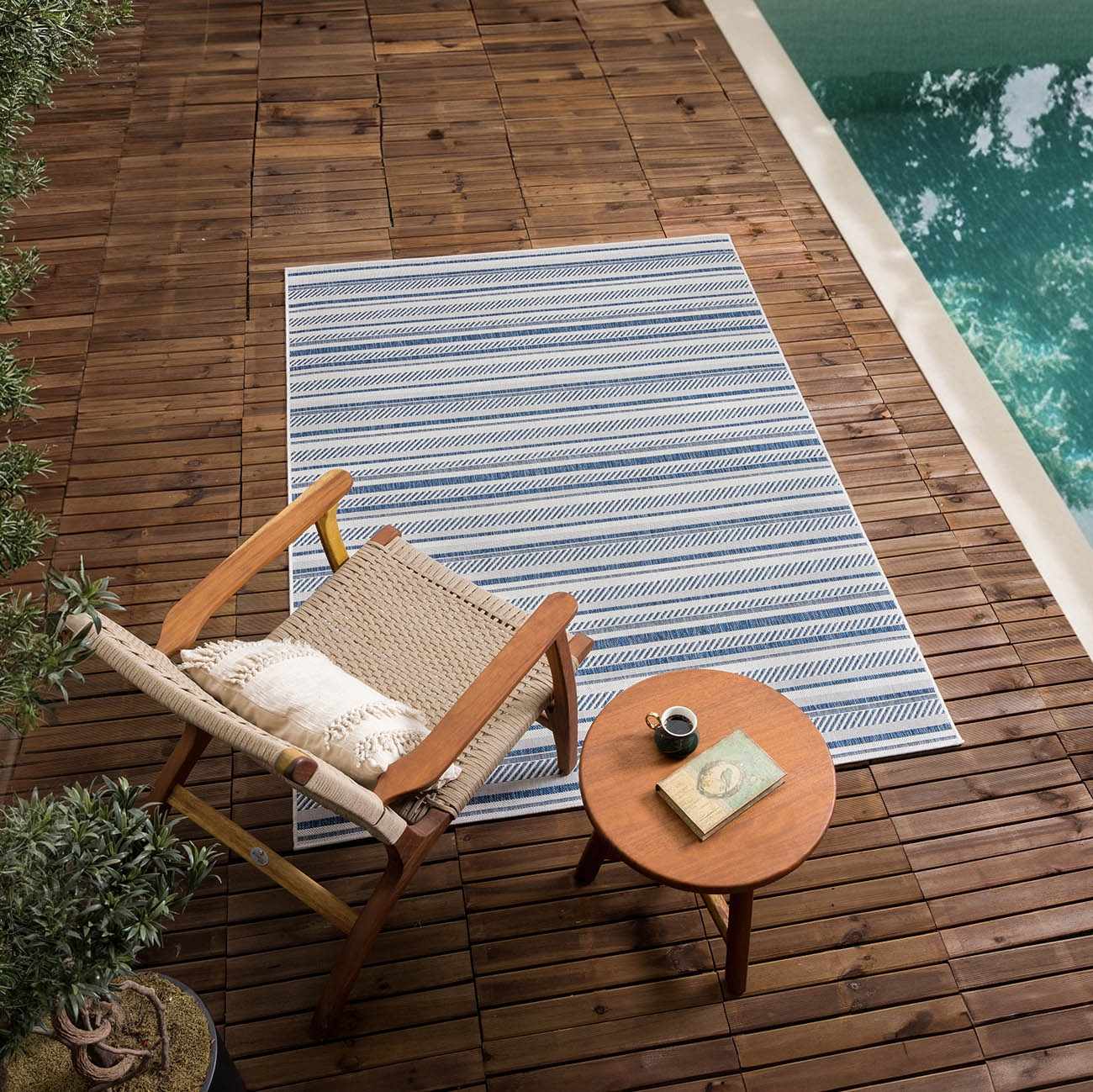 Olin White&Blue Striped Nordic Rug - Image 26