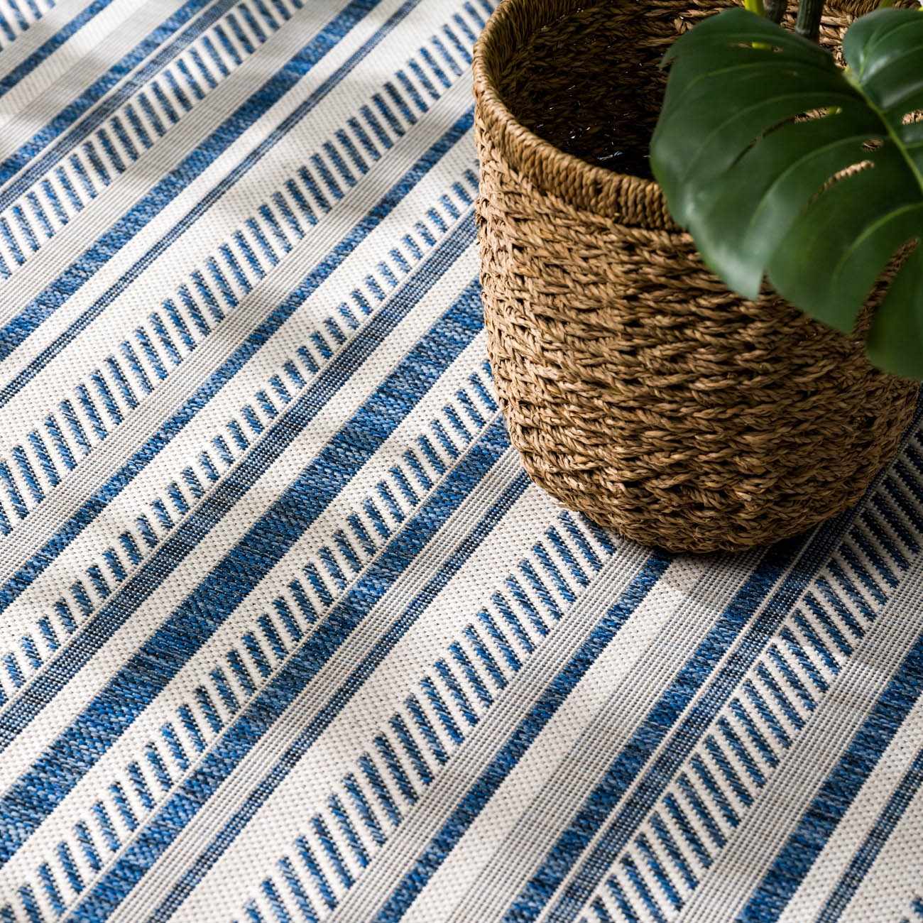 Olin White&Blue Striped Nordic Rug - Image 27