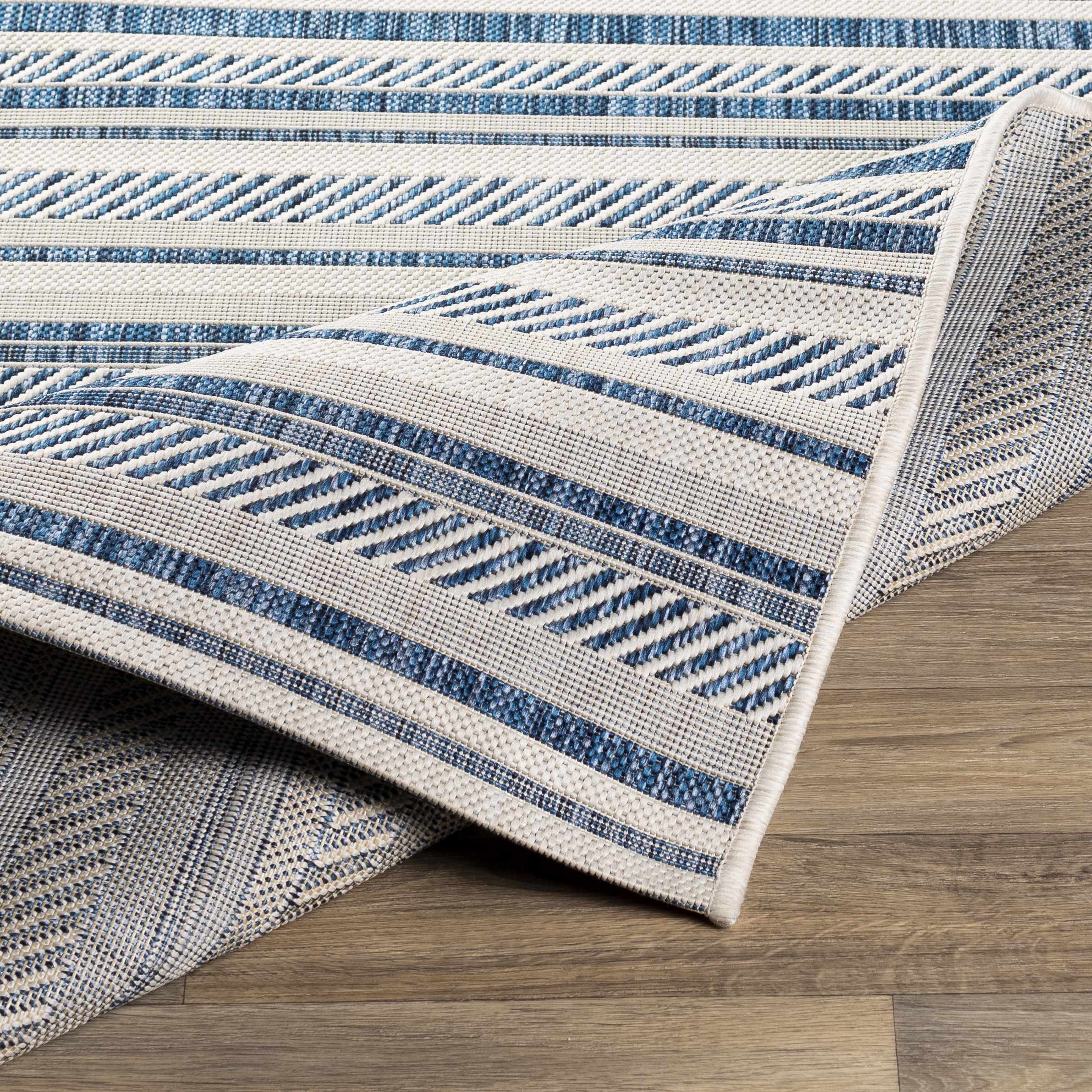 Olin White&Blue Striped Nordic Rug - Image 5