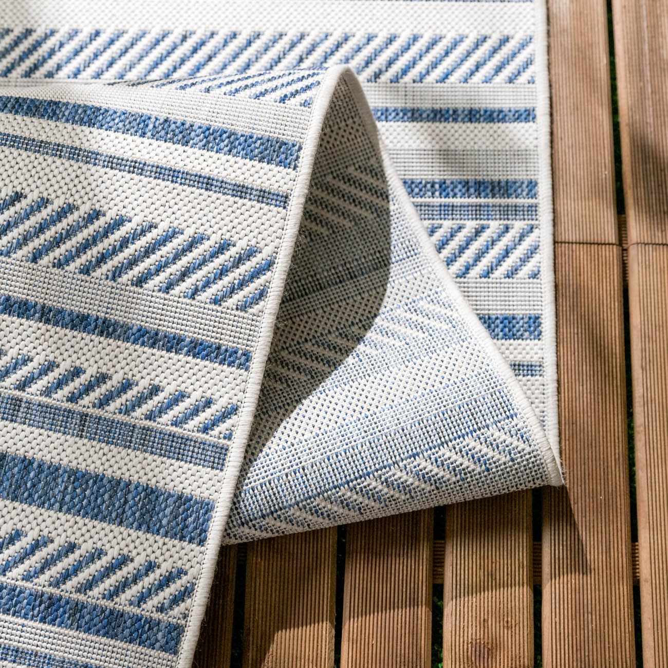 Olin White&Blue Striped Nordic Rug - Image 6