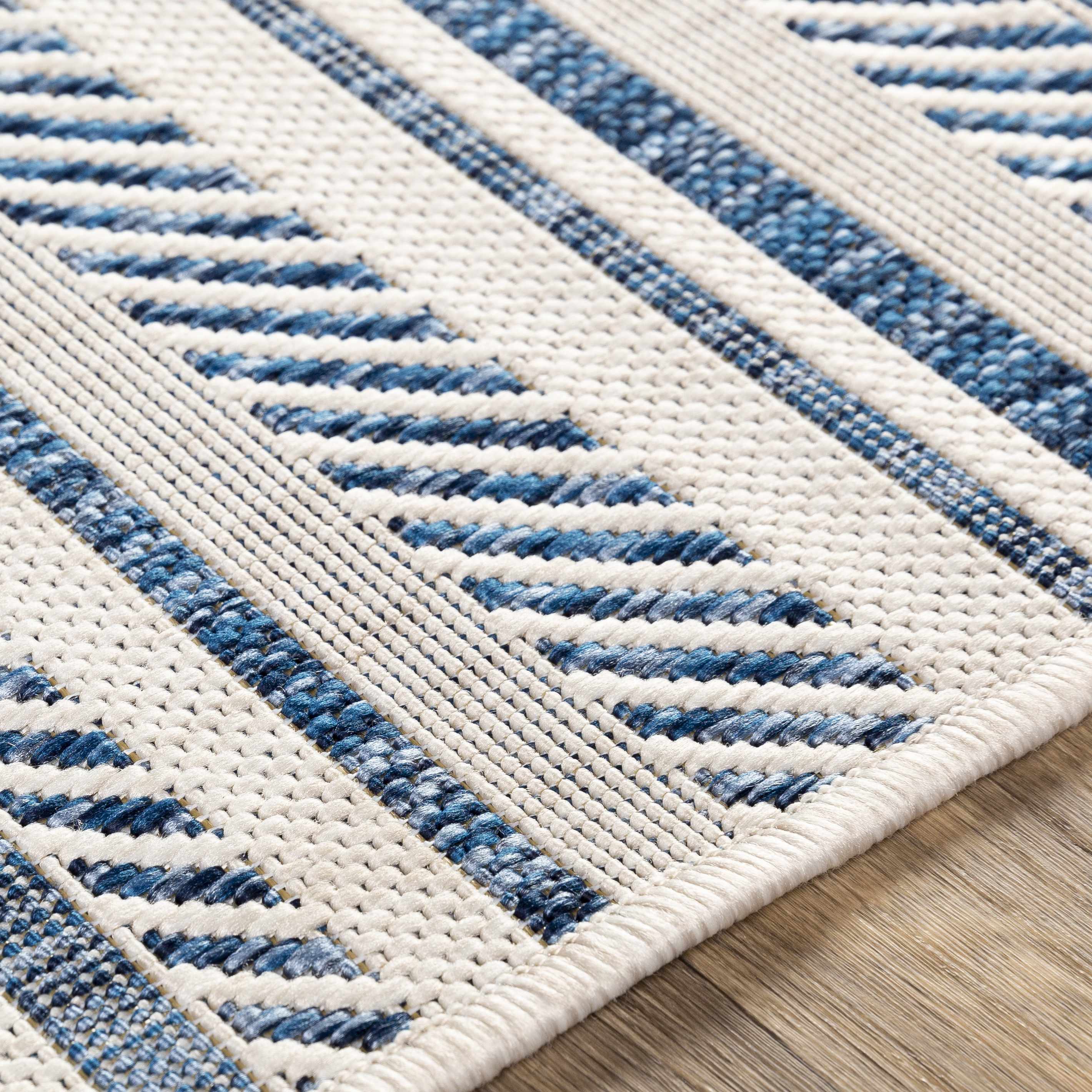 Olin White&Blue Striped Nordic Rug - Image 9