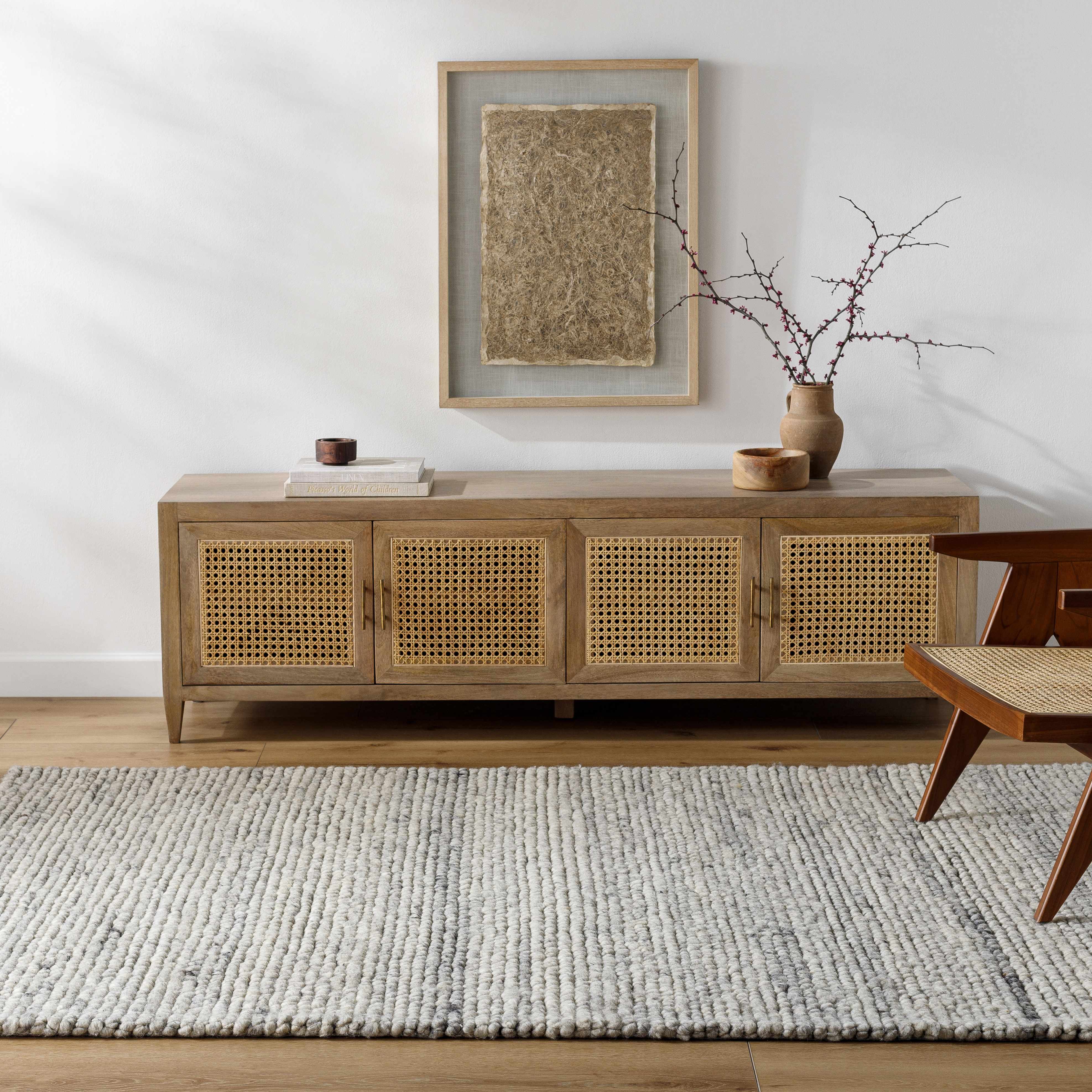 Olisa Cream & Gray Wool Area Rug - Image 2