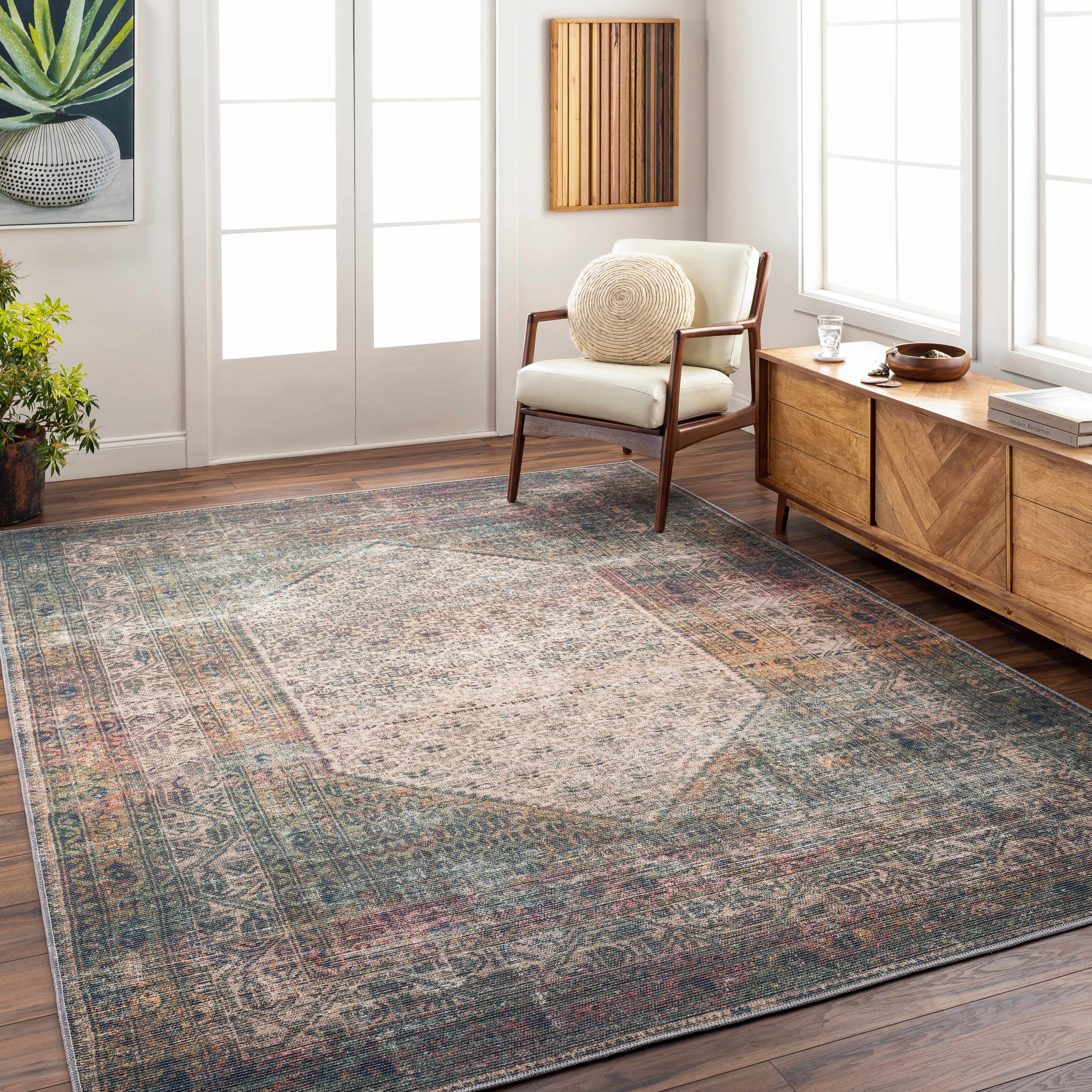 Olive Sariaya Distressed Washable Area Rug - Clearance - Image 4