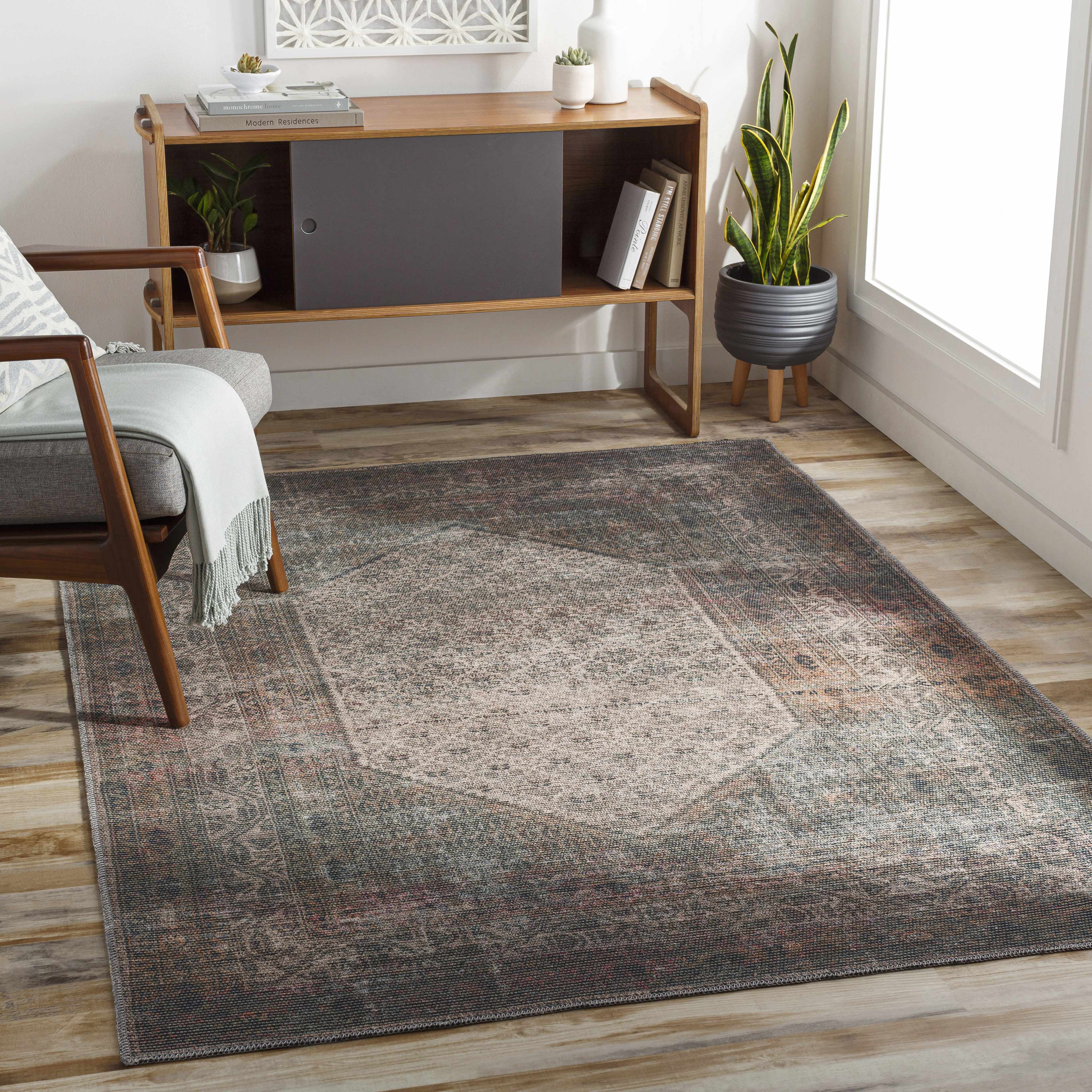 Olive Sariaya Distressed Washable Area Rug - Clearance - Image 6