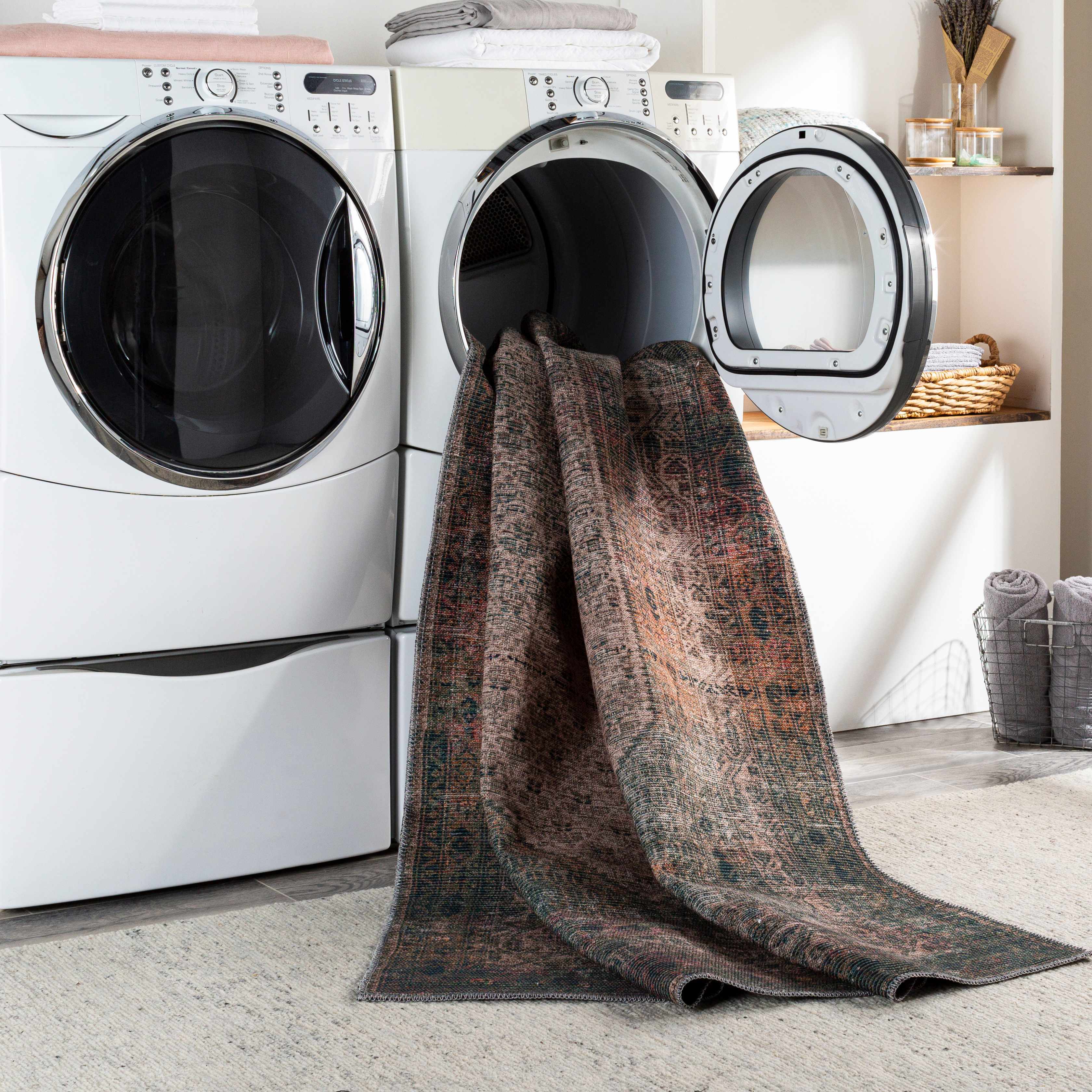 Olive Sariaya Distressed Washable Area Rug - Clearance - Image 8