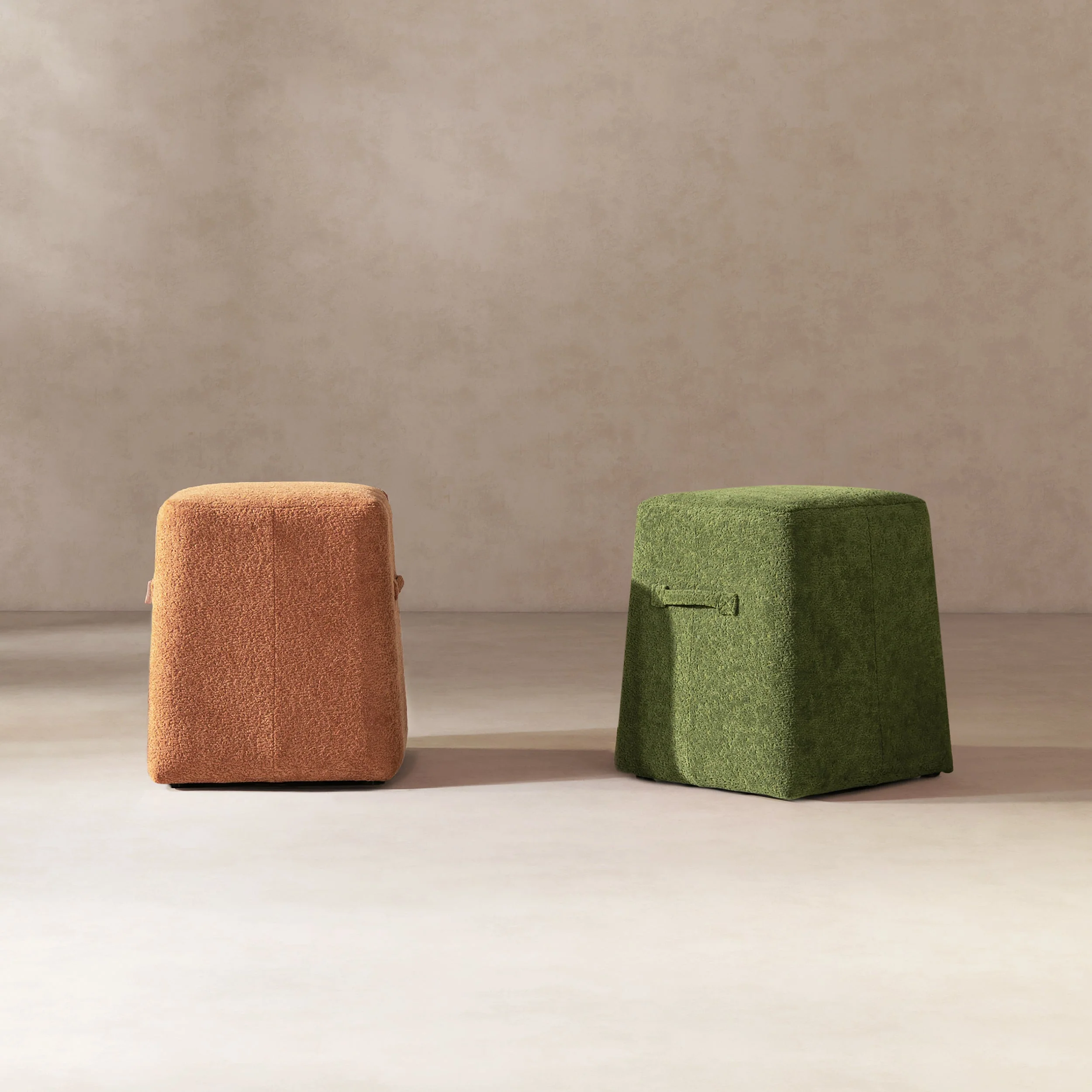 Oliver 16' Tapered Square Upholstered Ottoman in Spice Orange Fleeced Teddy - Image 9