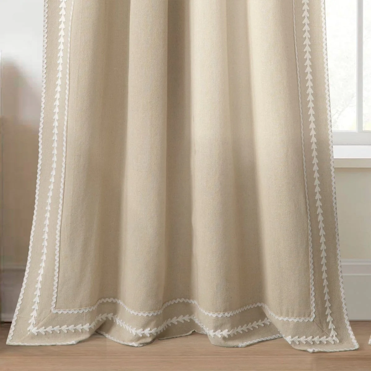Olivia Ric Rac Embroidery Border Window Curtain Panel - Image 16