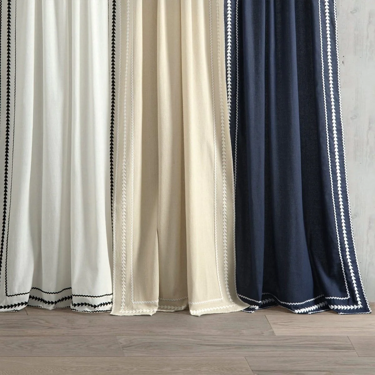 Olivia Ric Rac Embroidery Border Window Curtain Panel - Image 18