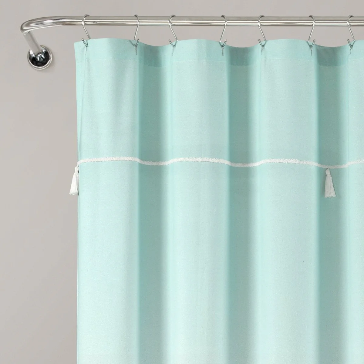 Ombre Embroidery Tassel Cotton Shower Curtain - Image 5
