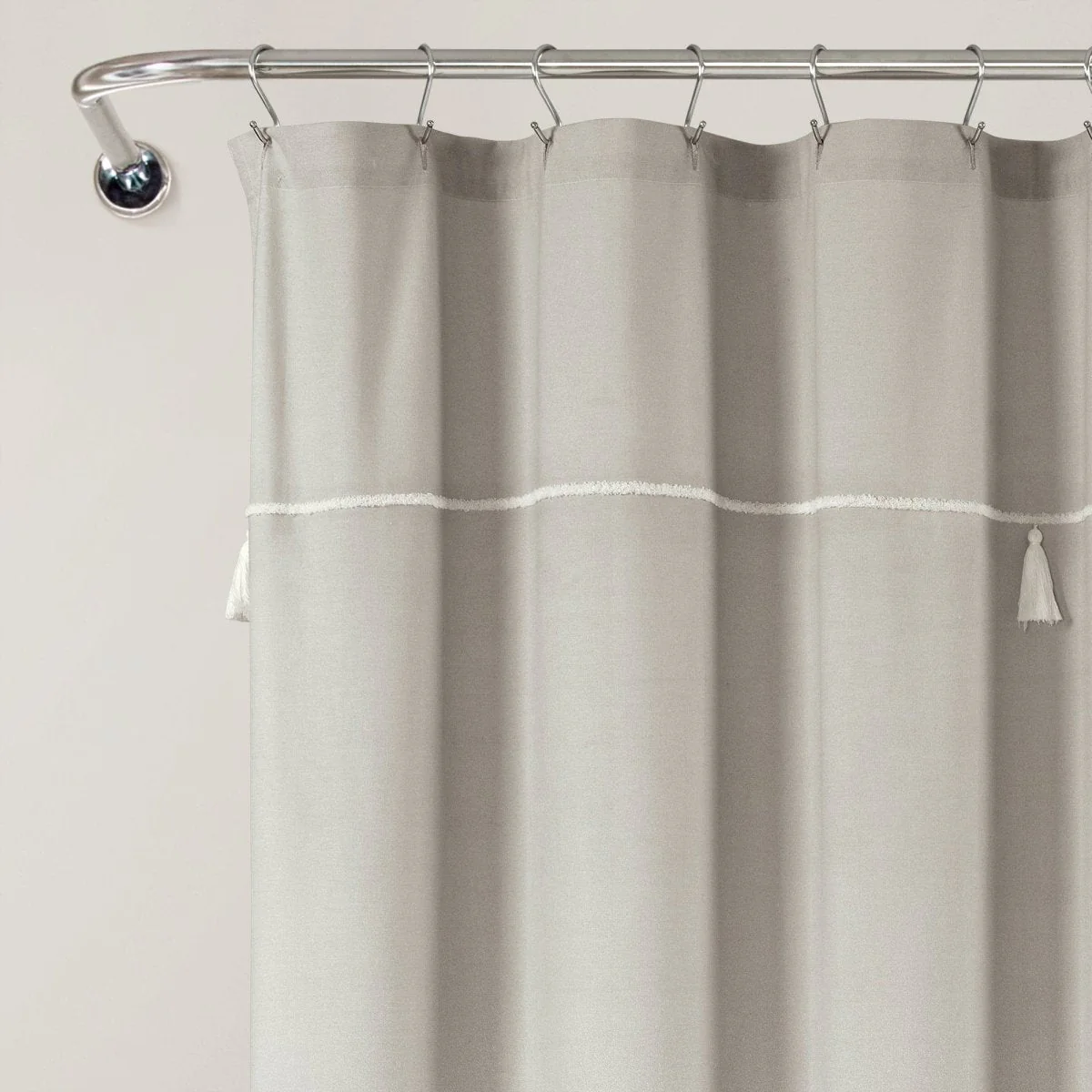 Ombre Embroidery Tassel Cotton Shower Curtain - Image 6