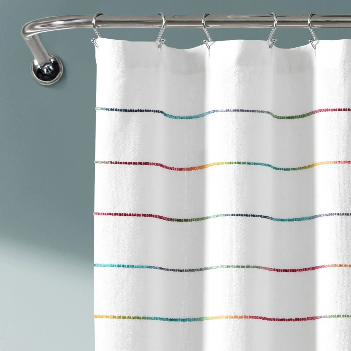 Ombre Stripe Yarn Dyed Recycled Cotton Blend Shower Curtain - Image 6