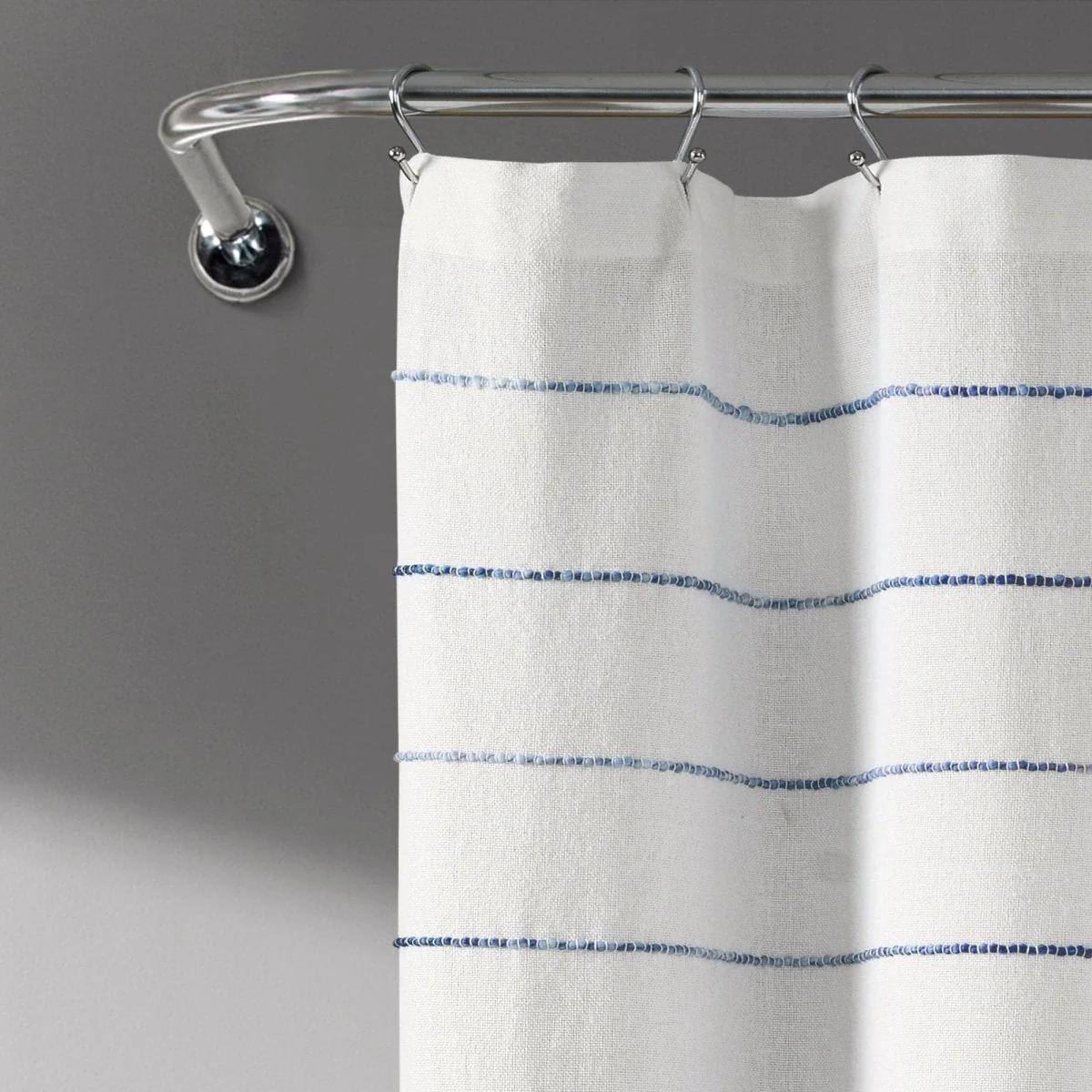 Ombre Stripe Yarn Dyed Recycled Cotton Blend Shower Curtain - Image 7