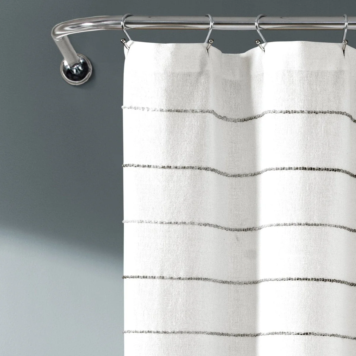 Ombre Stripe Yarn Dyed Recycled Cotton Blend Shower Curtain - Image 8