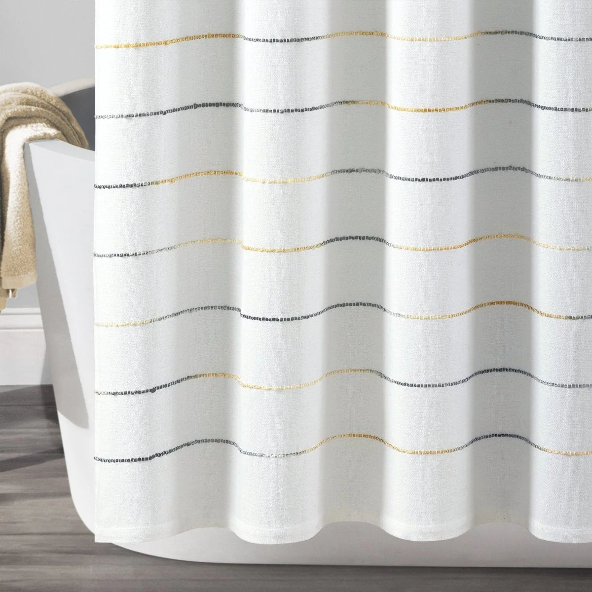 Ombre Stripe Yarn Dyed Recycled Cotton Blend Shower Curtain - Image 9
