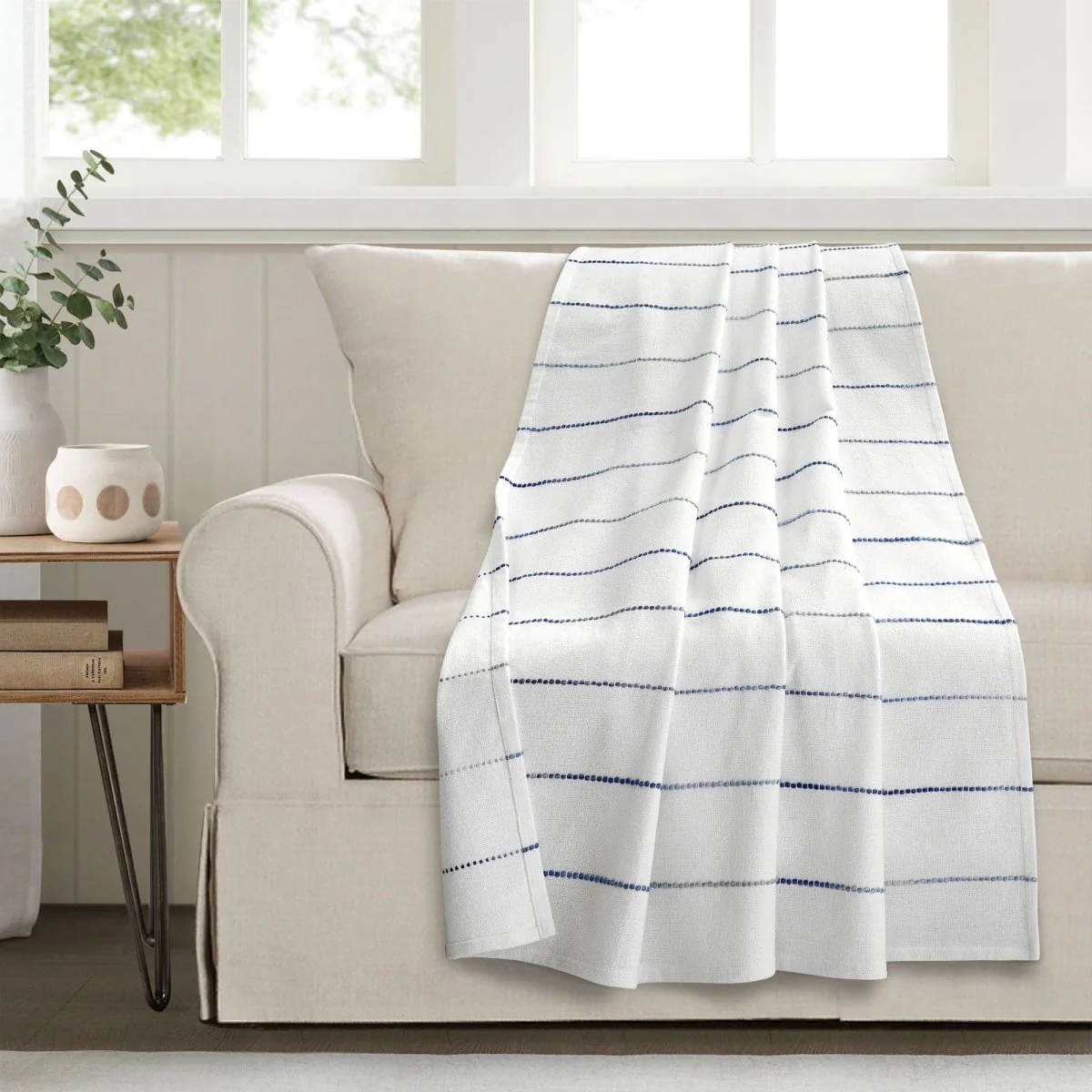 Ombre Stripe Yarn Dyed Recycled Cotton Blend Throw - Image 2