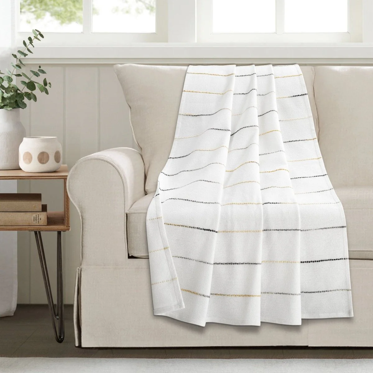 Ombre Stripe Yarn Dyed Recycled Cotton Blend Throw - Image 3