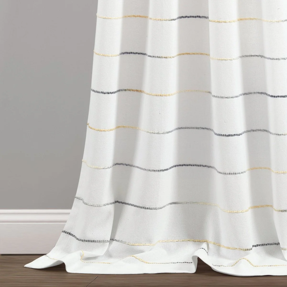 Ombre Stripe Yarn Dyed Recycled Cotton Blend Window Curtain Panel Set - Image 15