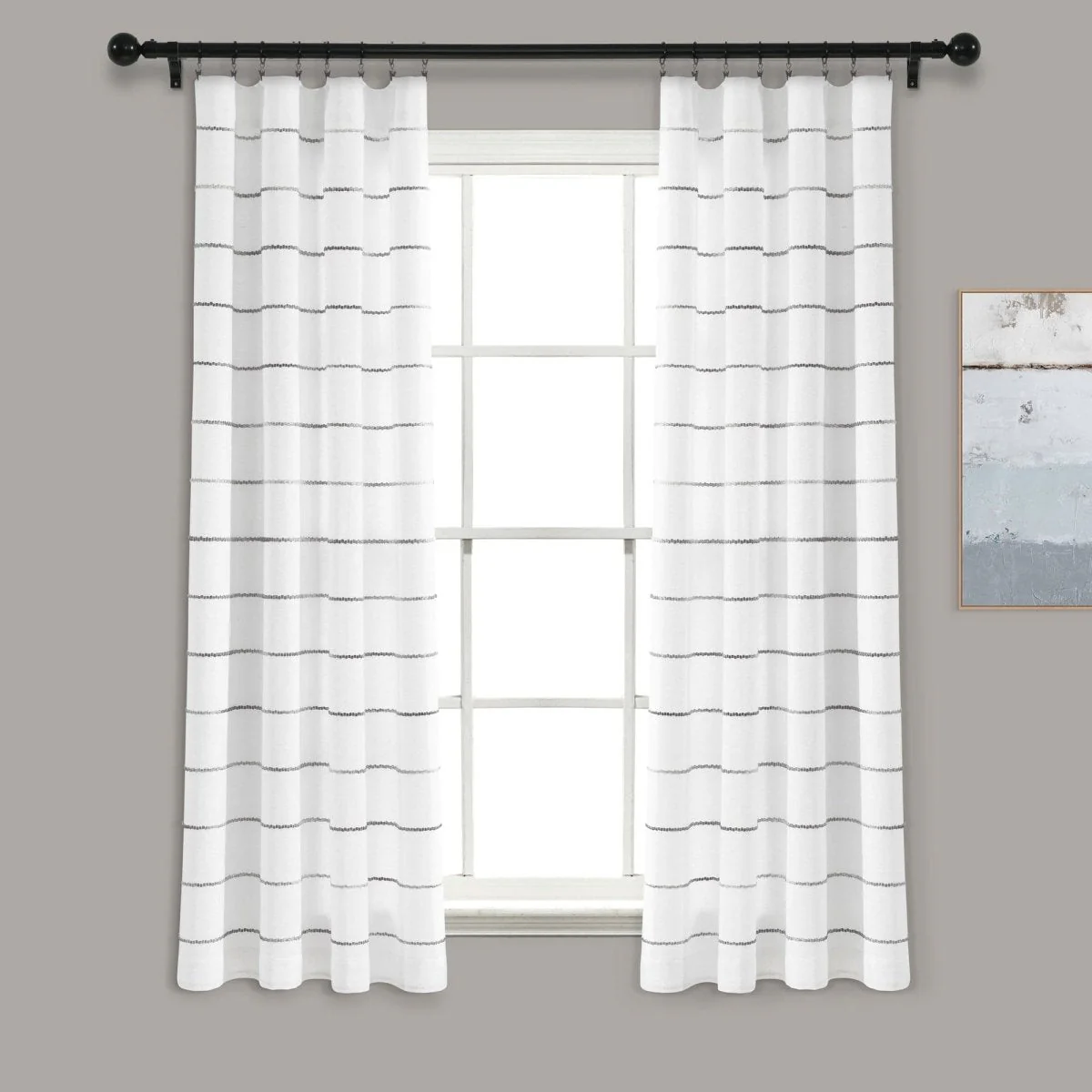 Ombre Stripe Yarn Dyed Recycled Cotton Blend Window Curtain Panel Set - Image 4