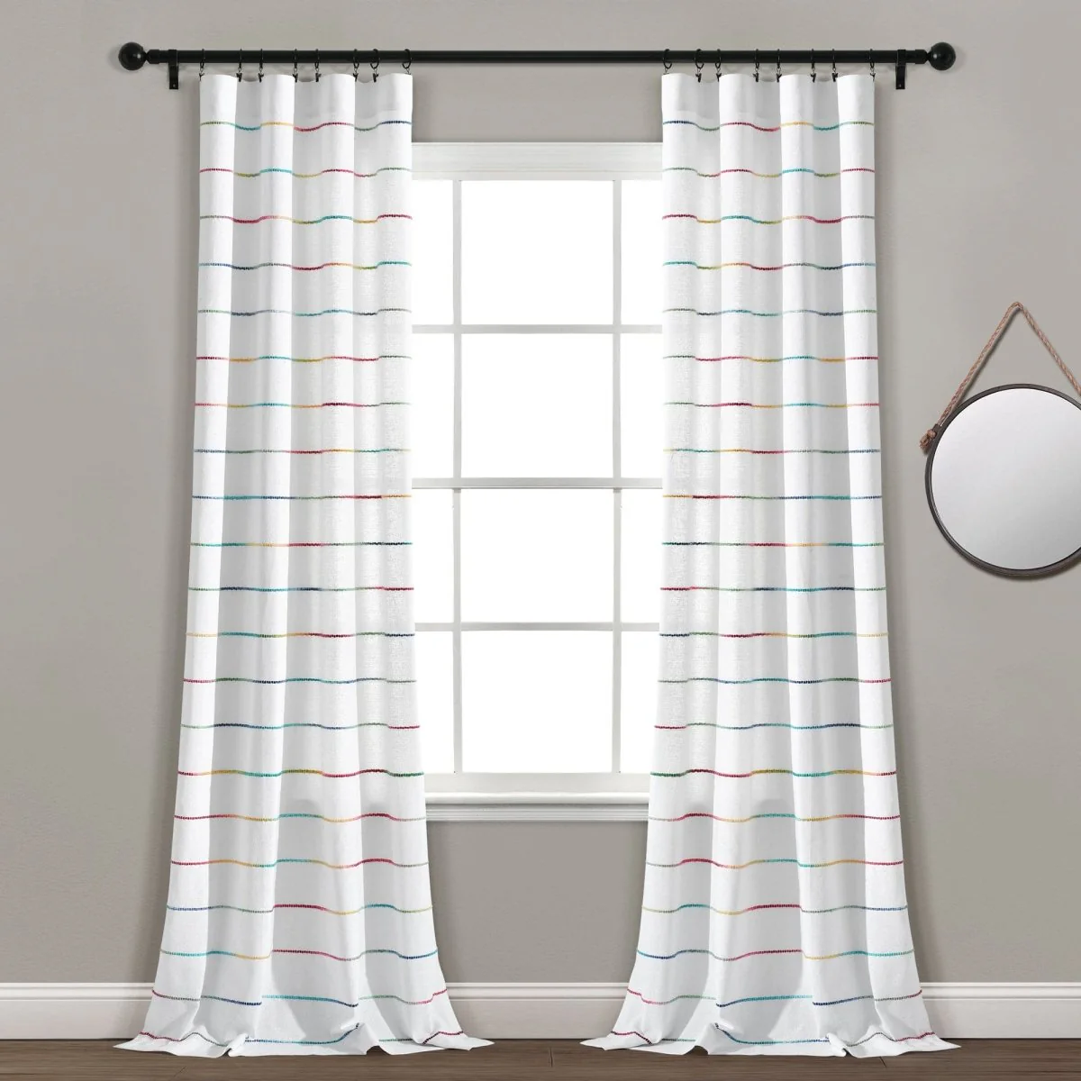 Ombre Stripe Yarn Dyed Recycled Cotton Blend Window Curtain Panel Set - Image 6