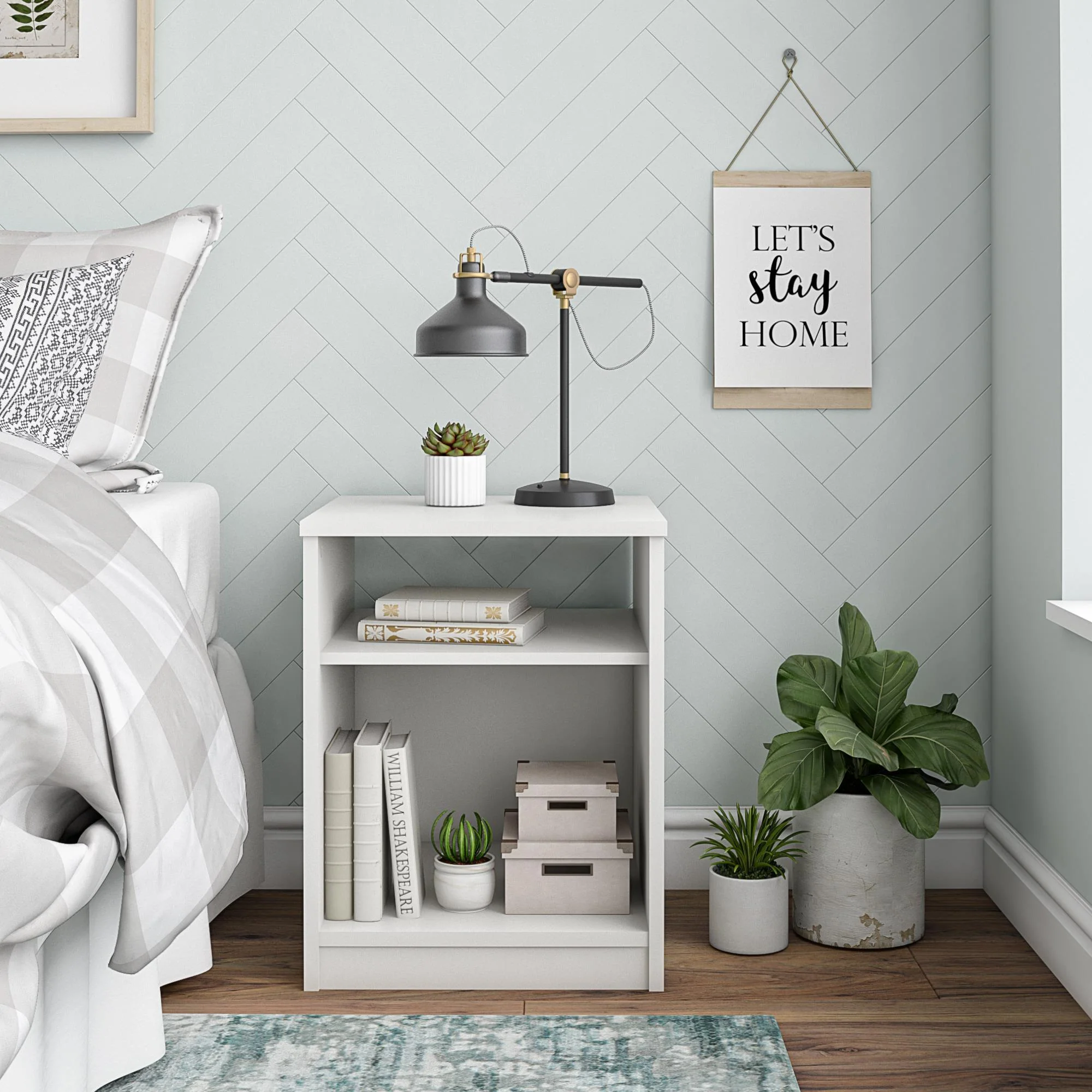 Open Shelf Nightstand - White - Image 2