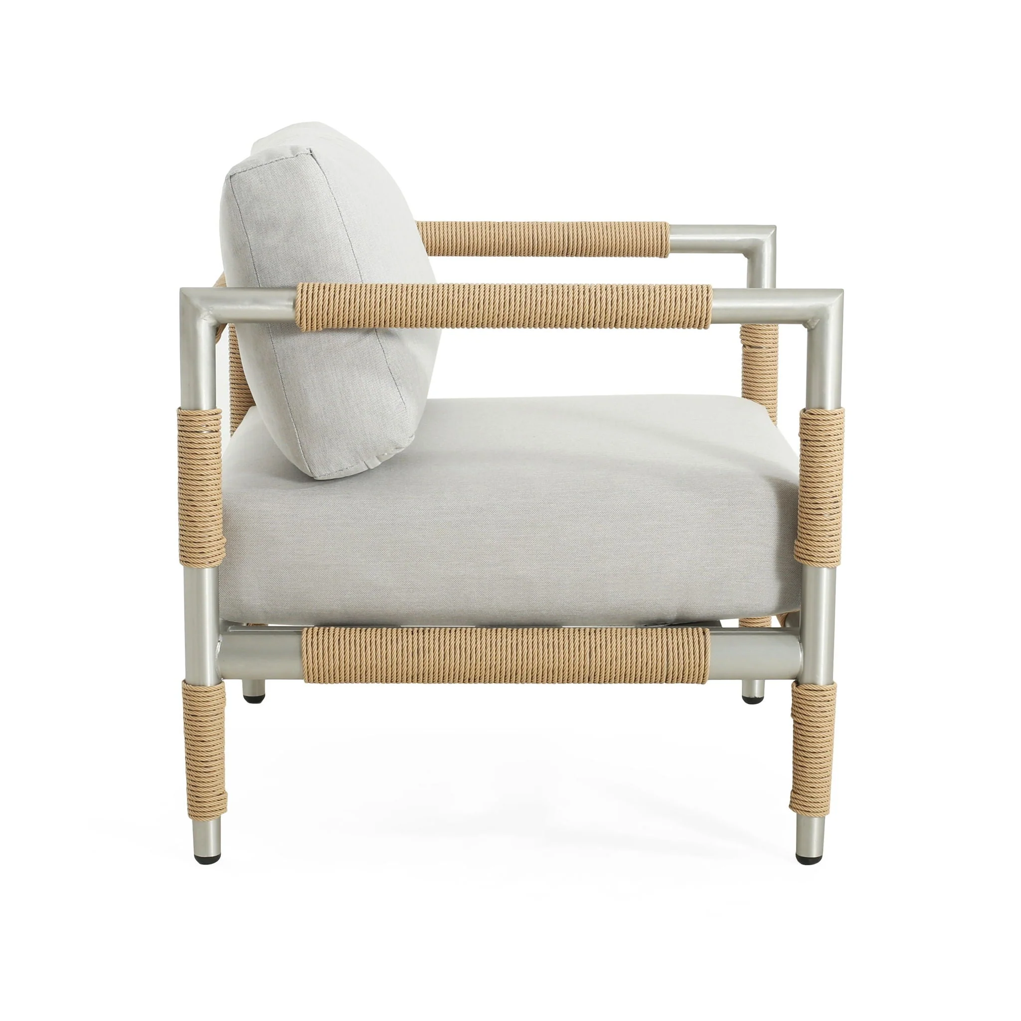 Oriana Aluminum Outdoor Patio Armchair With Thick Cushions - Light Gray - Image 3