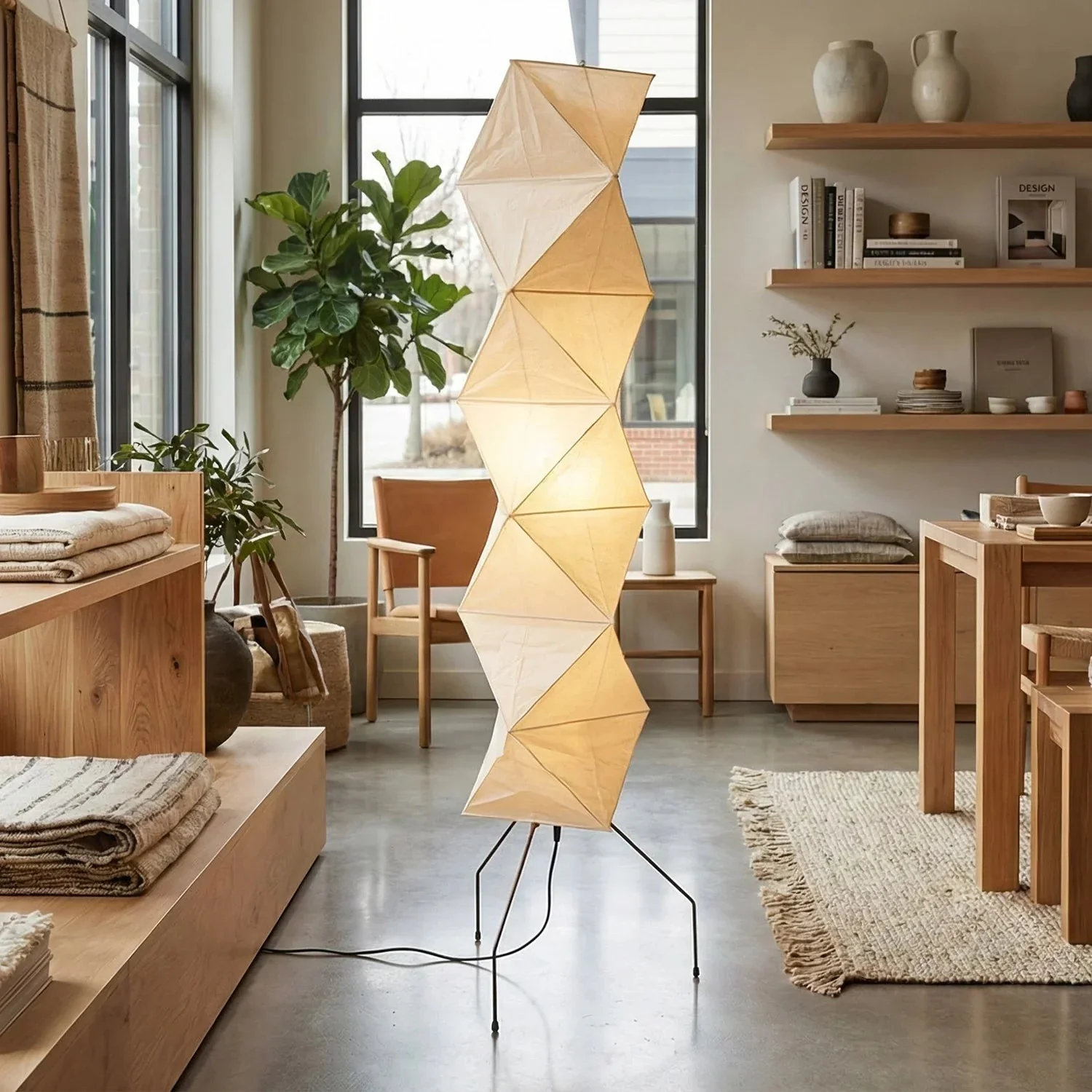 Origami Paper Floor Lamp 74" Rhombus Japanese Style E26 Light - Image 12