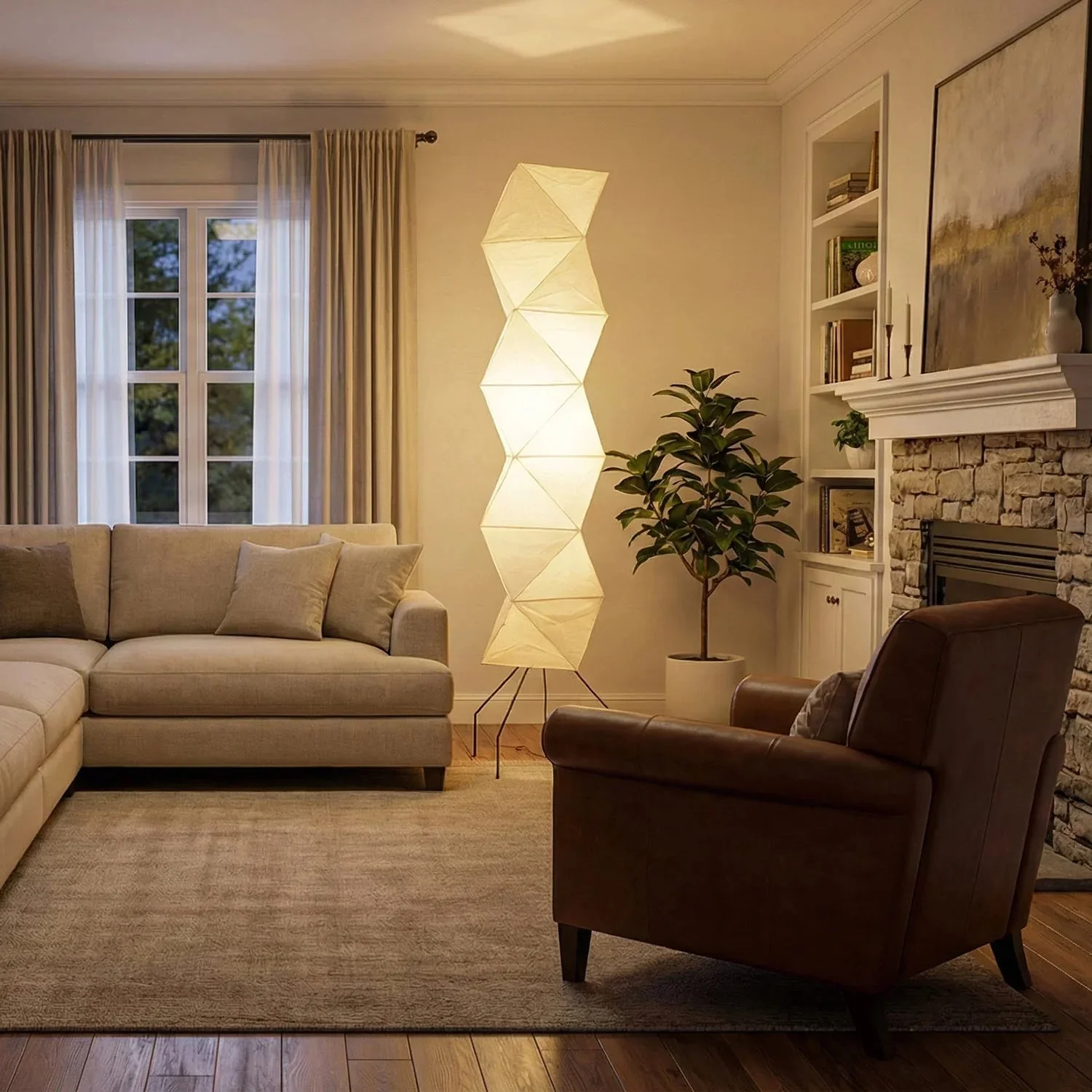 Origami Paper Floor Lamp 74" Rhombus Japanese Style E26 Light - Image 13